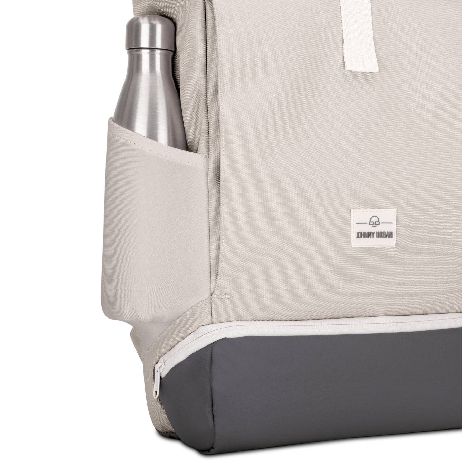 Beiger Johnny Urban Rolltop Rucksack Allen Medium mit seitlicher Außentasche und Edelstahlflasche