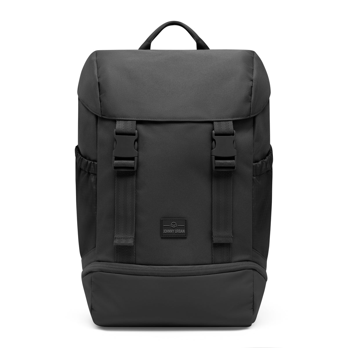 Schwarzer Johnny Urban Rucksack 'Nico' mit zwei Frontschnallen und seitlichen Taschen