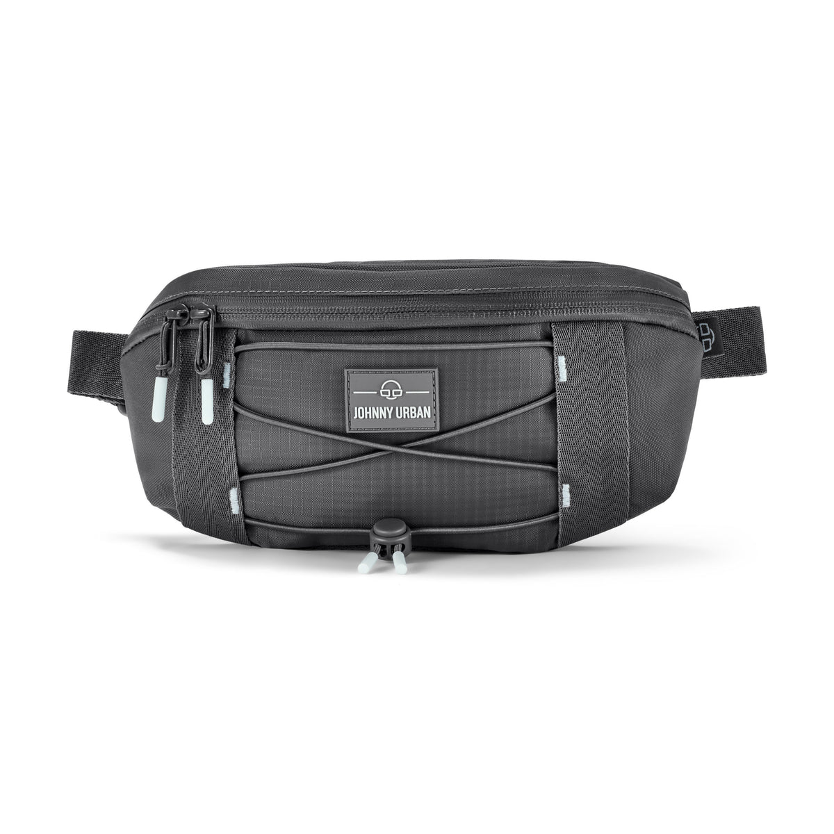 Graue Bauchtasche 'Devin' von Johnny Urban mit Zippern und elastischem Kordelzug vorn