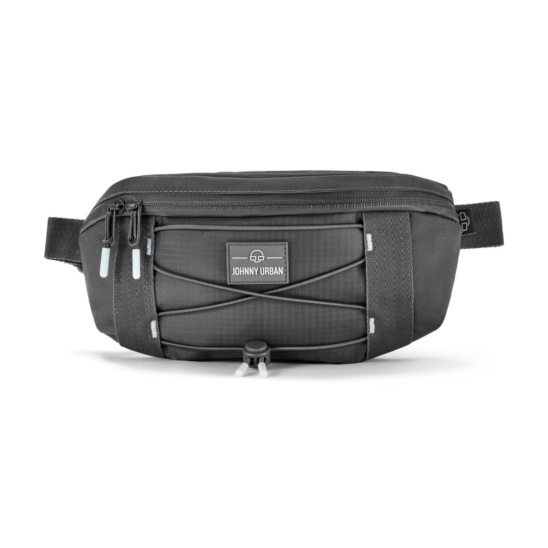 Graue Bauchtasche 'Devin' von Johnny Urban mit Zippern und elastischem Kordelzug vorn