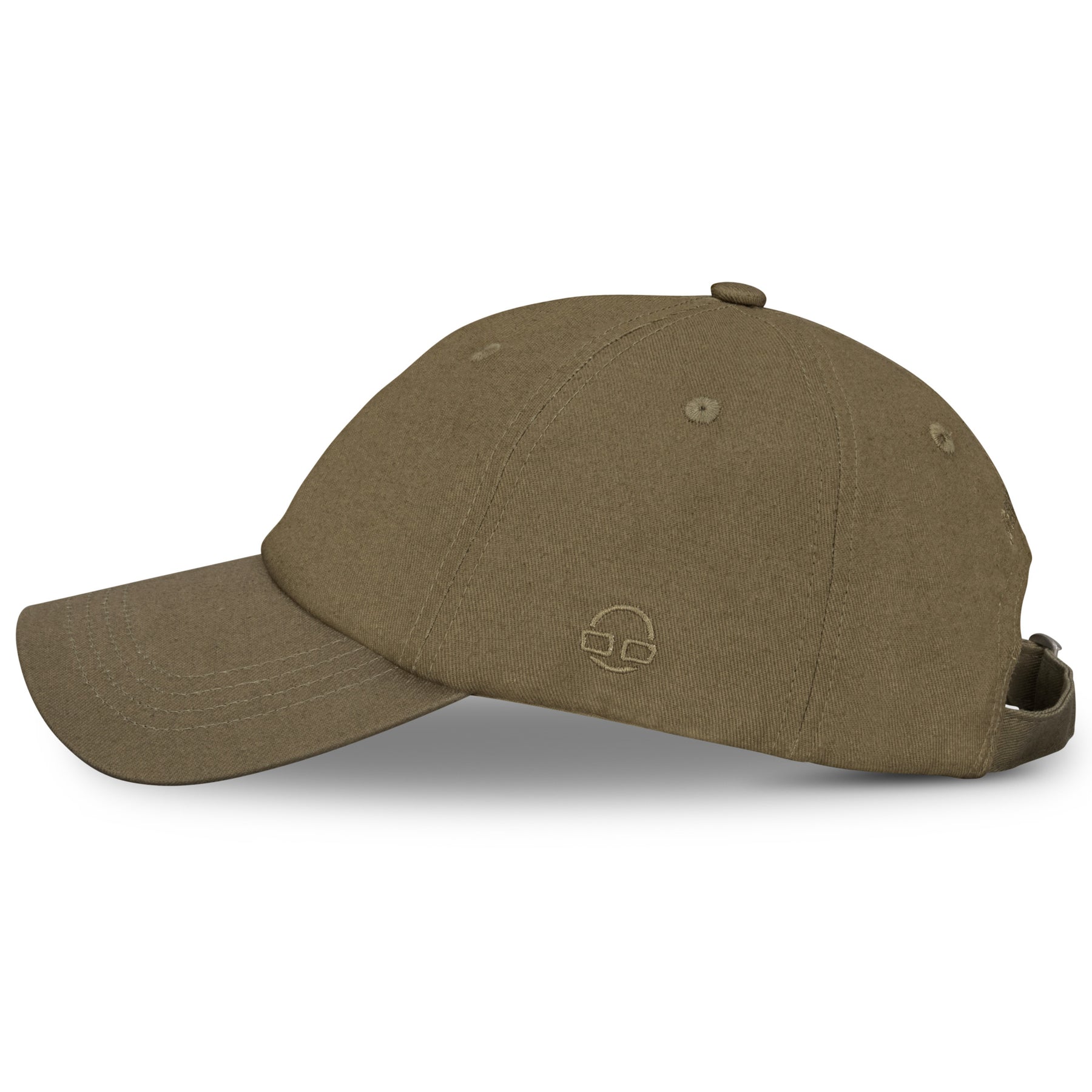 Olivegrüne Canvas-Cap 'Jen' von Johnny Urban mit gebogenem Schirm und Logoschriftzug seitlich