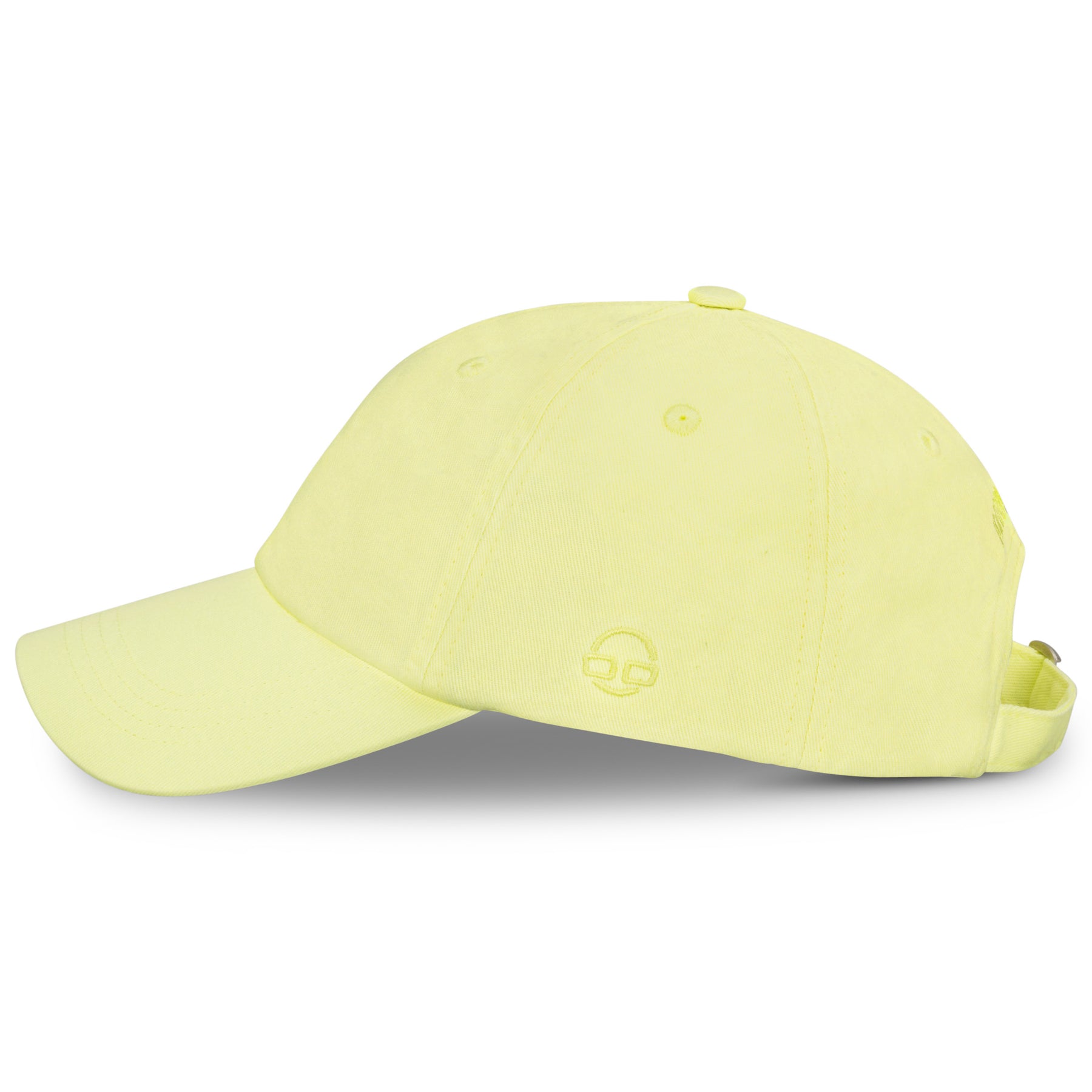 Leuchtend gelbe Canvas-Cap 'Jen' mit verstellbarem Riemen und kleinem Logo seitlich