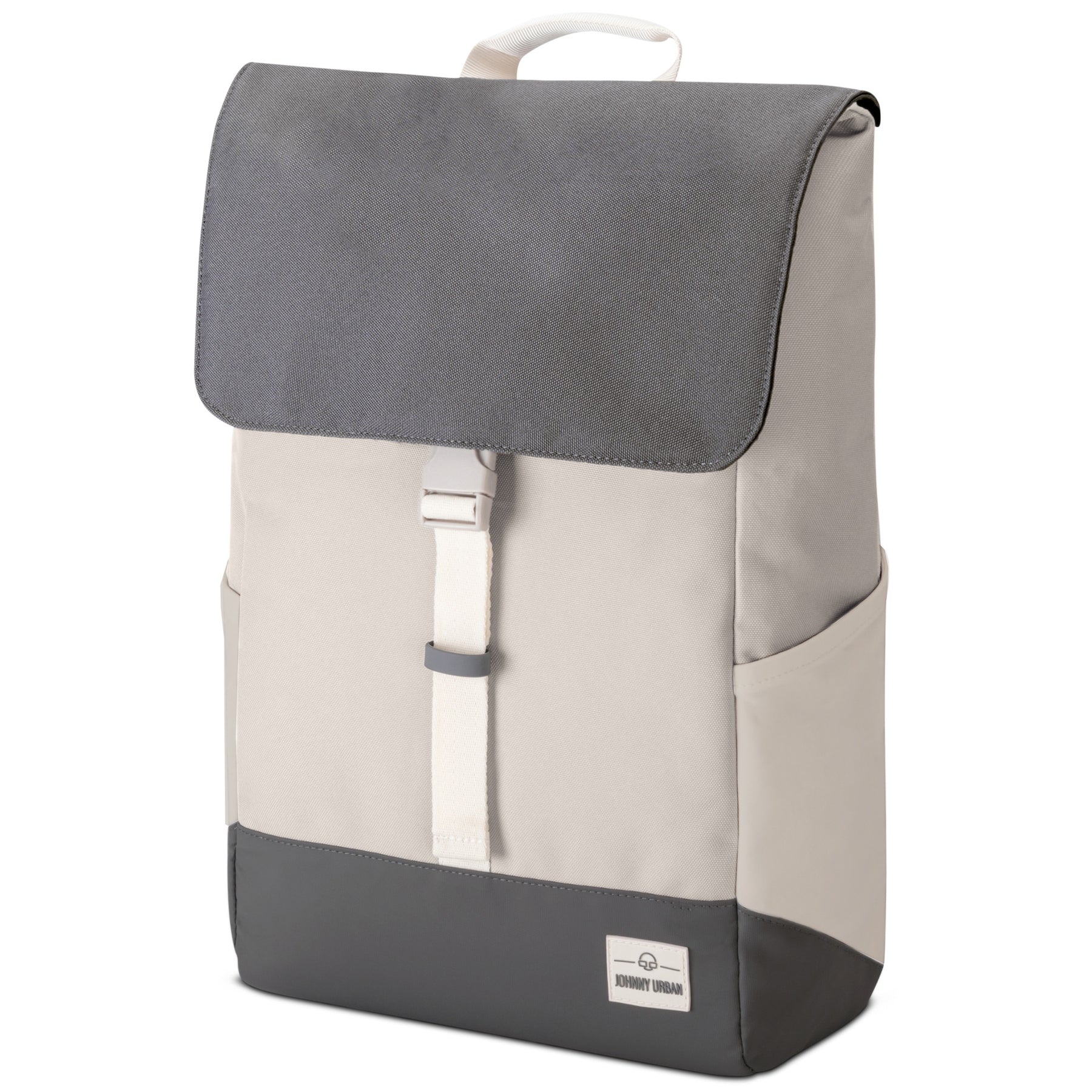 Rucksack Mika von Johnny Urban in Beige mit dunkelgrauem Klappdeckel und Boden, mit Schnallenverschluss