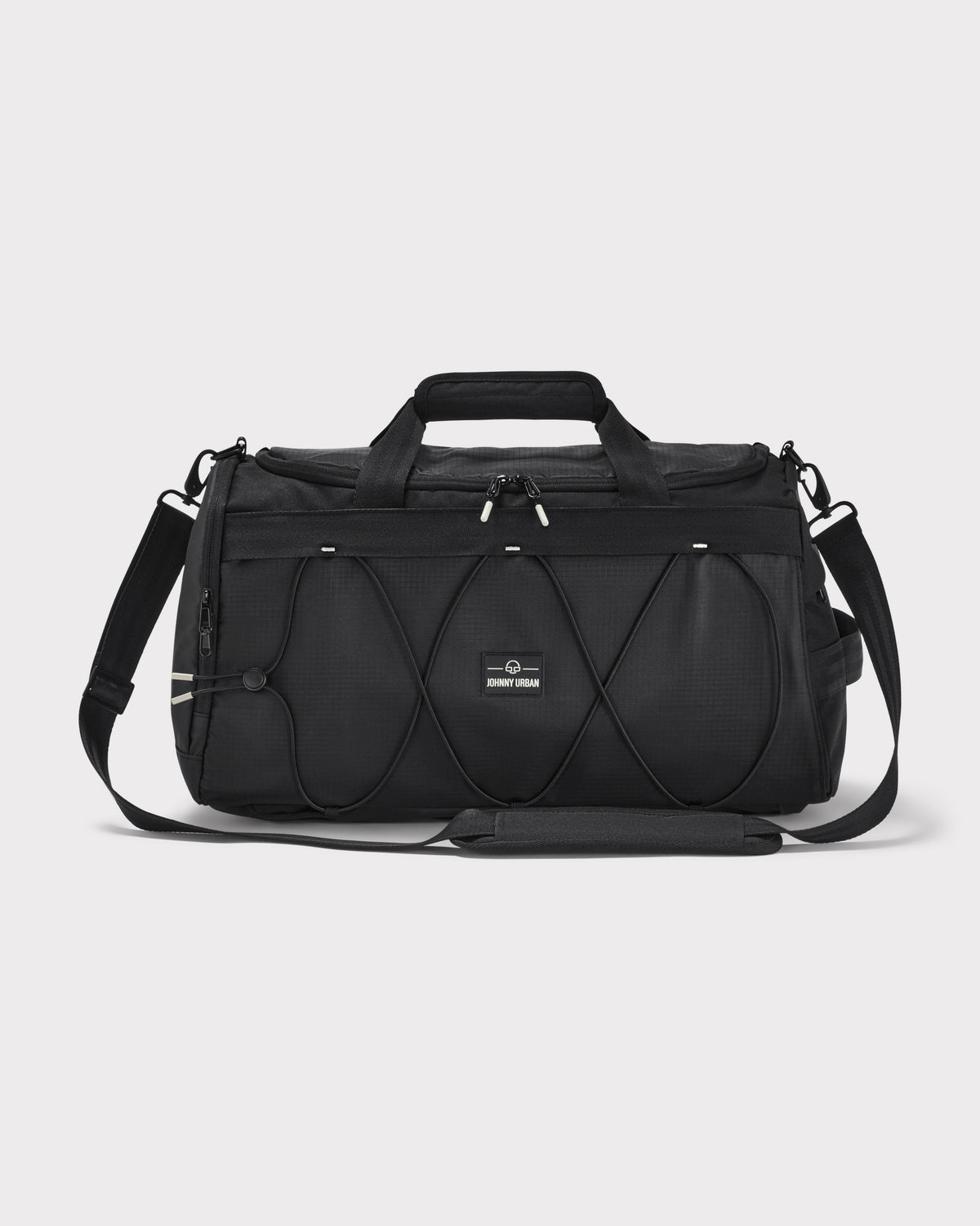 Schwarze Duffle Bag 'Shawn Medium' von Johnny Urban mit Schultergurt und elastischem Spanngurt vorne