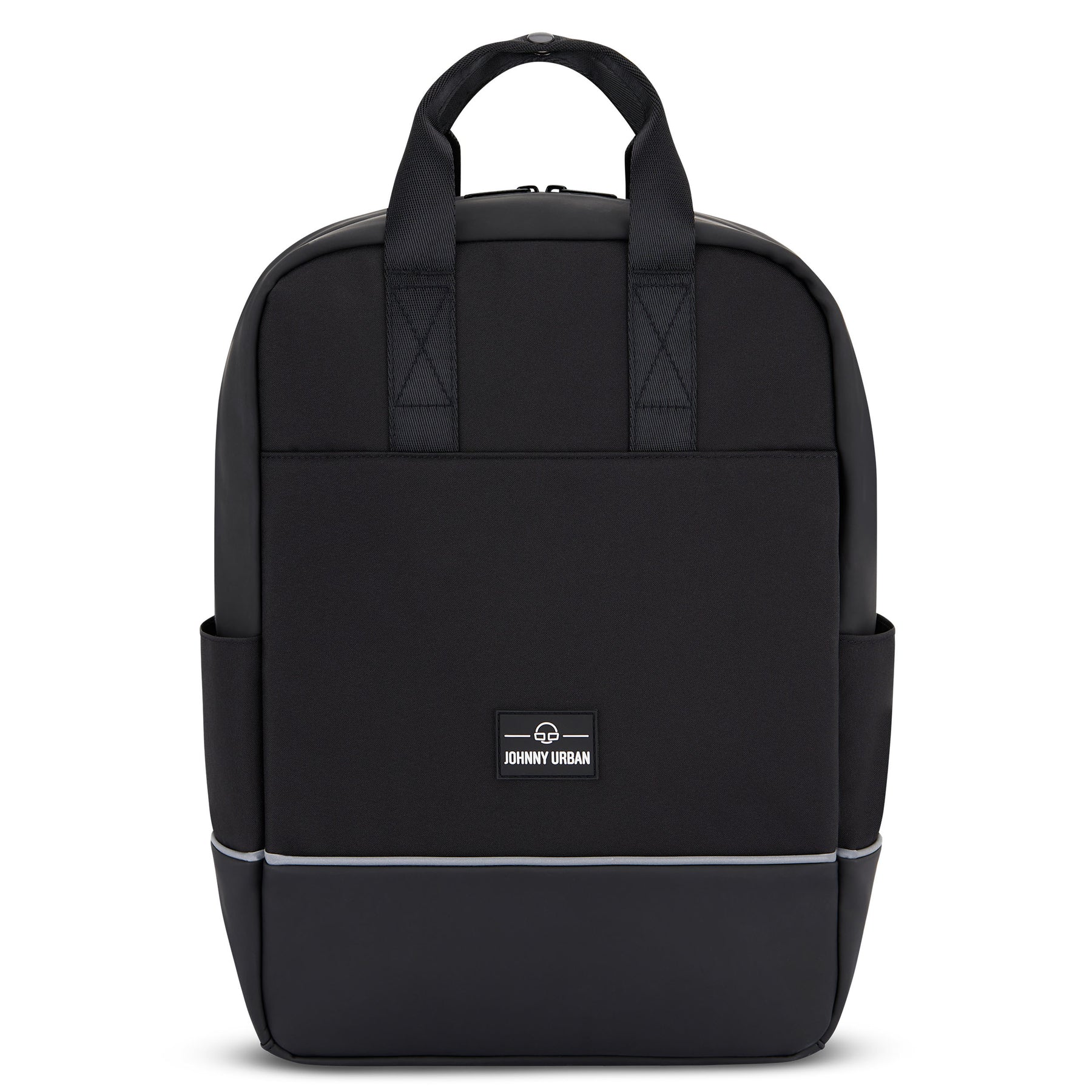 Schwarzer Johnny Urban Rucksack 'Jona Medium' mit Fronttasche und seitlichen Flaschenhaltern fürs Fahrrad