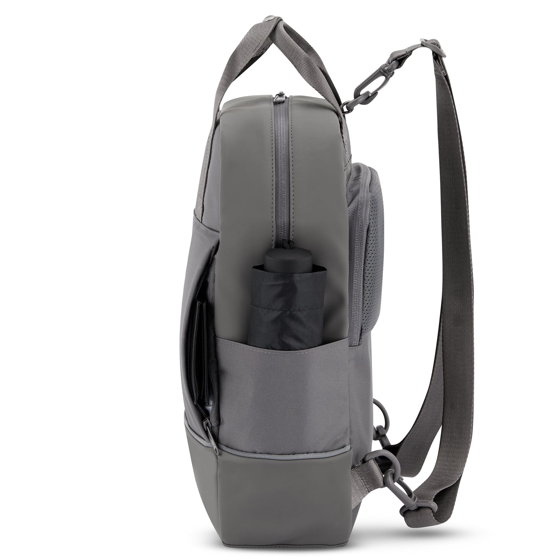 Dunkelgrauer Damenrucksack 'Jona Medium' mit Seitentasche und Tragegriff von Johnny Urban