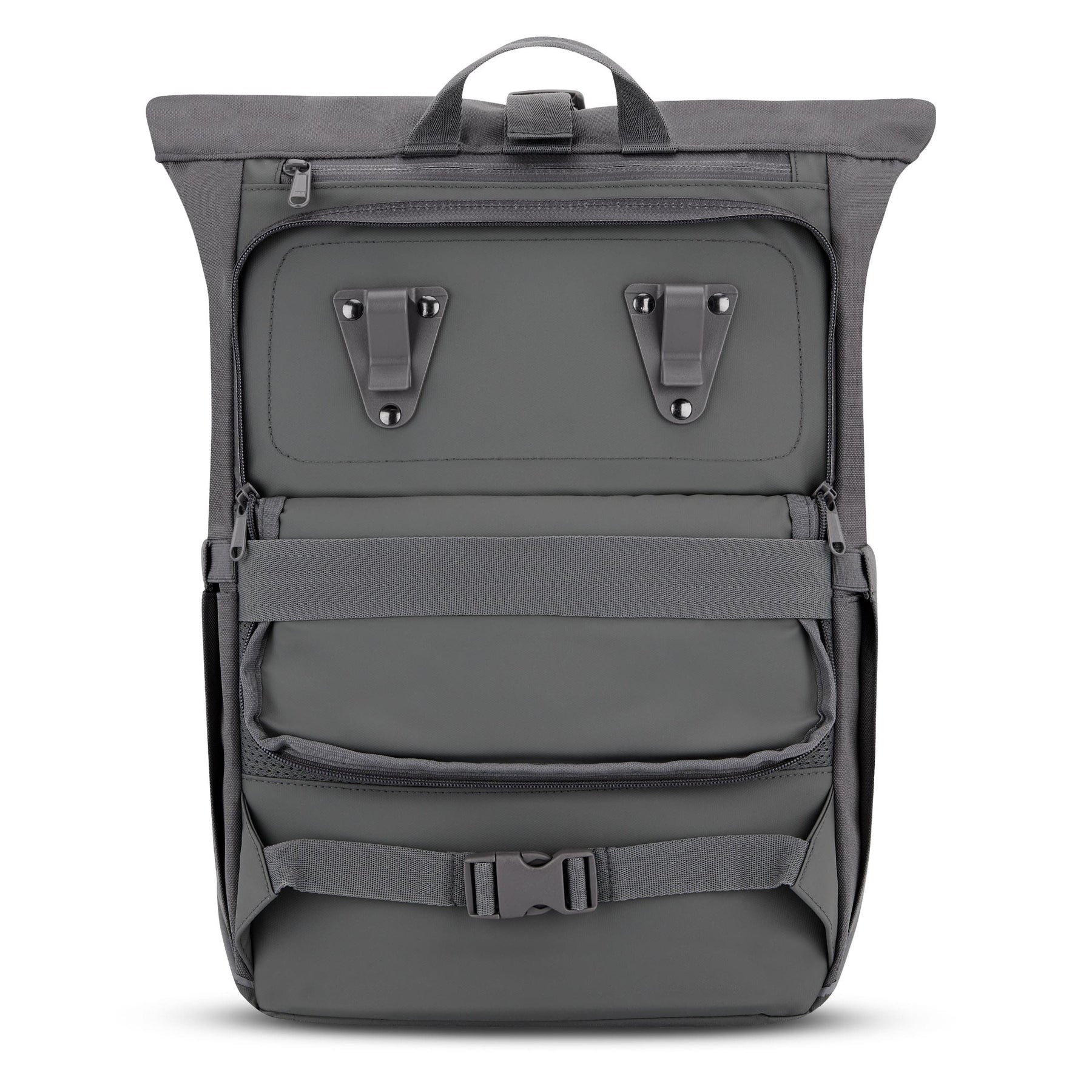Robin Medium Rolltop Rucksack von Johnny Urban, grau, mit Befestigungsgurten für Fahrradgepäckträger
