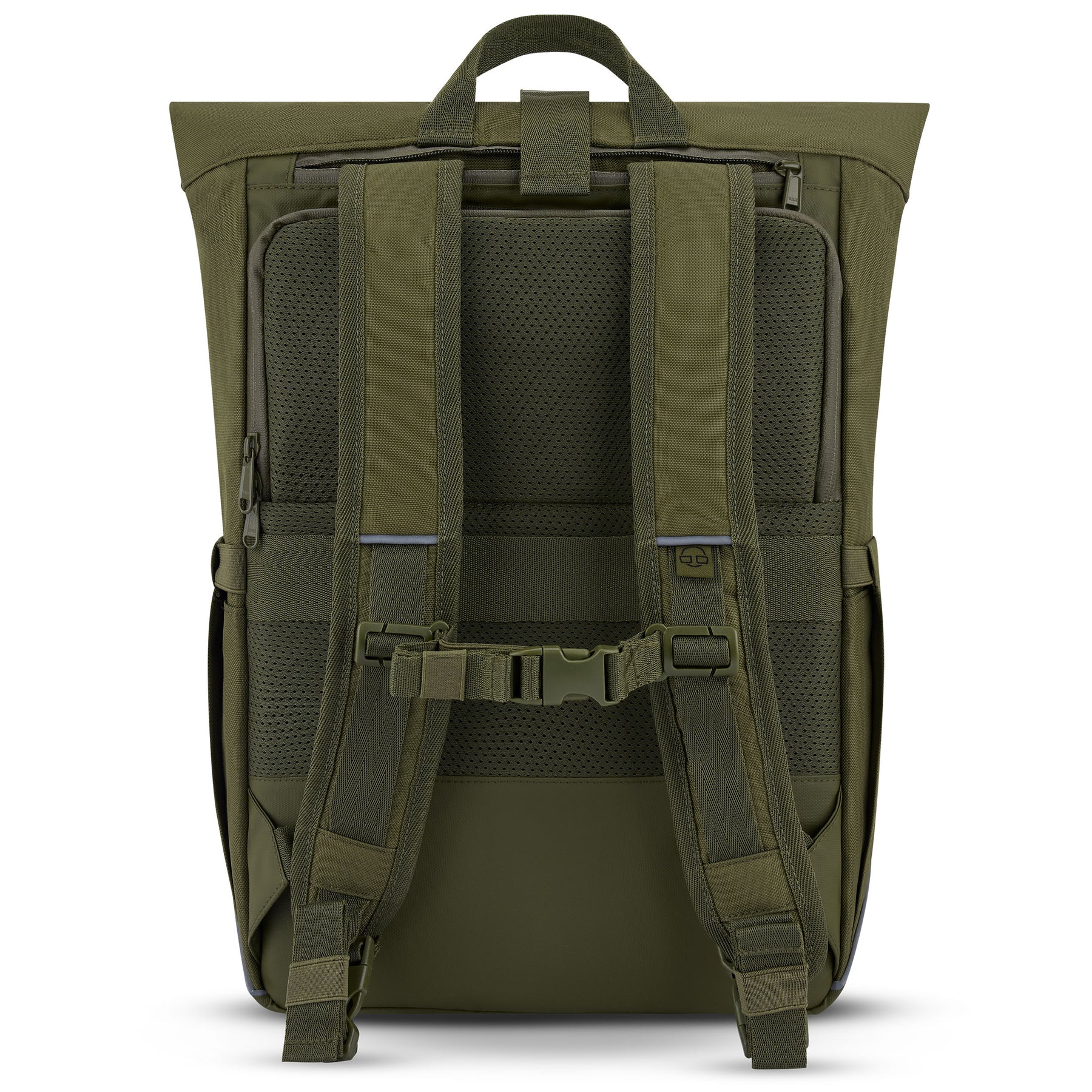 Grüner Rolltop-Fahrradrucksack 'Robin Medium' mit gepolsterten Schultergurten und Rückenbelüftung