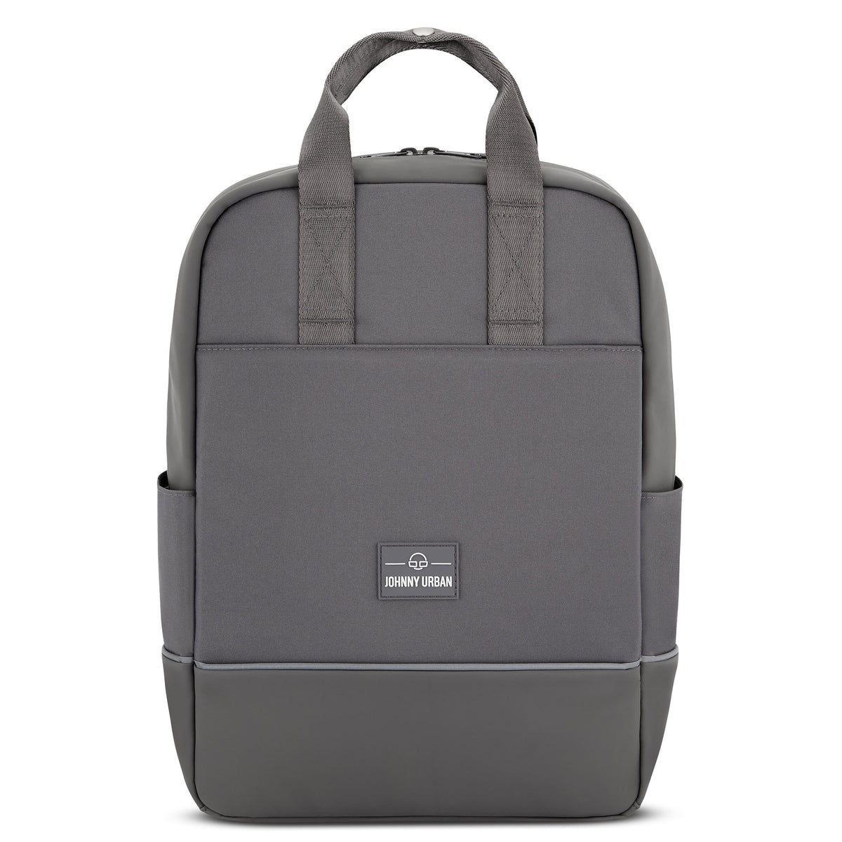 Grau-farbener Fahrradrucksack 'Jona Medium' von Johnny Urban mit zwei Tragegriffen und seitlichen Taschen