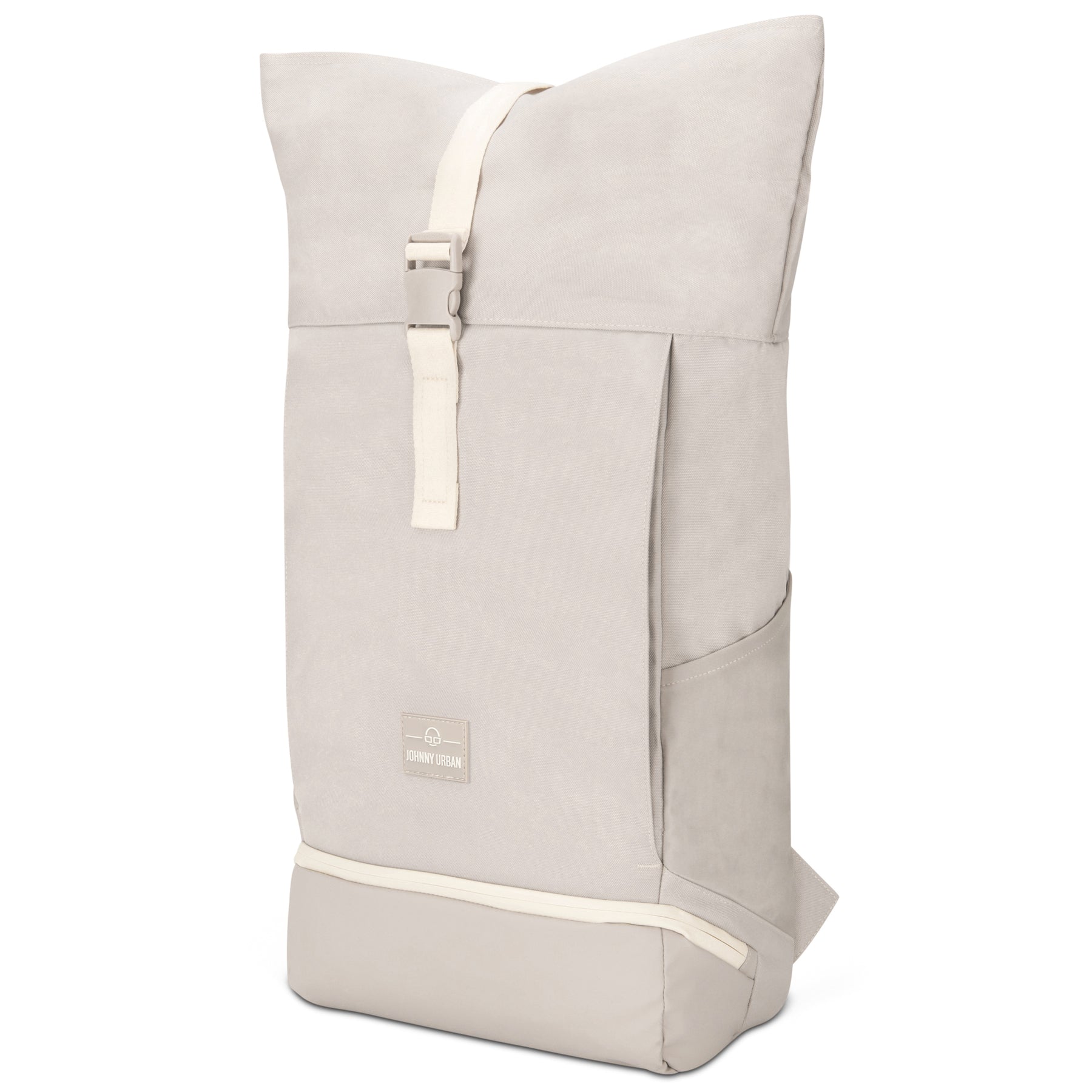 Beiger Rolltop-Rucksack 'Allen Large' von Johnny Urban aus Stoff mit Frontverschluss und Logoetikett