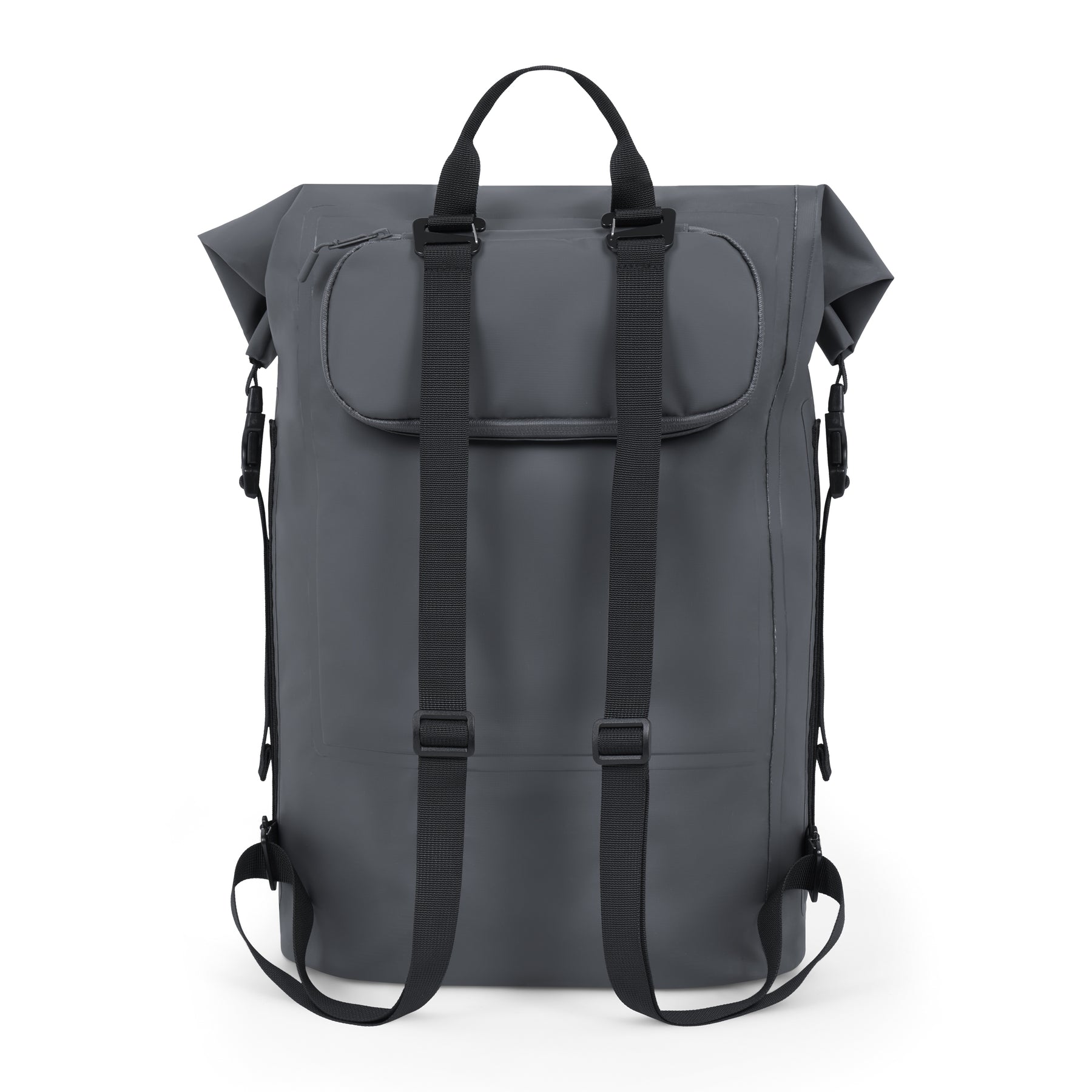 Rolltop Rucksack 'Myles' Bike in Grau mit schwarzen verstellbaren Schultergurten und Tragegriff