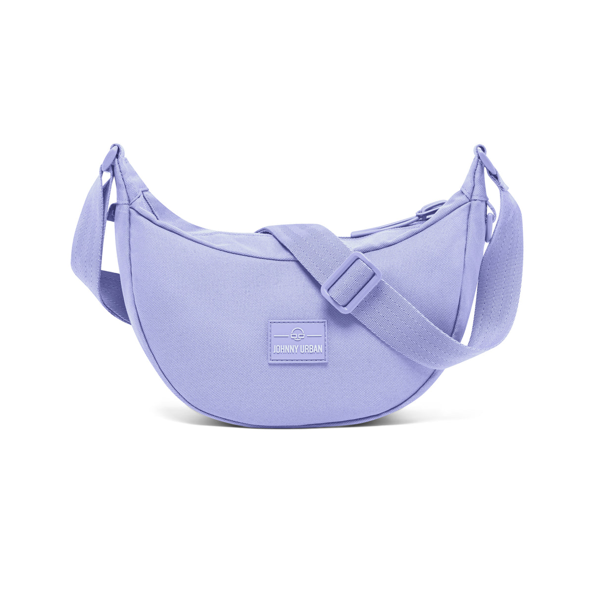 Halbmondförmige Damen-Umhängetasche 'Ally Small' von Johnny Urban in fliederfarbenem Stoff mit verstellbarem Gurt