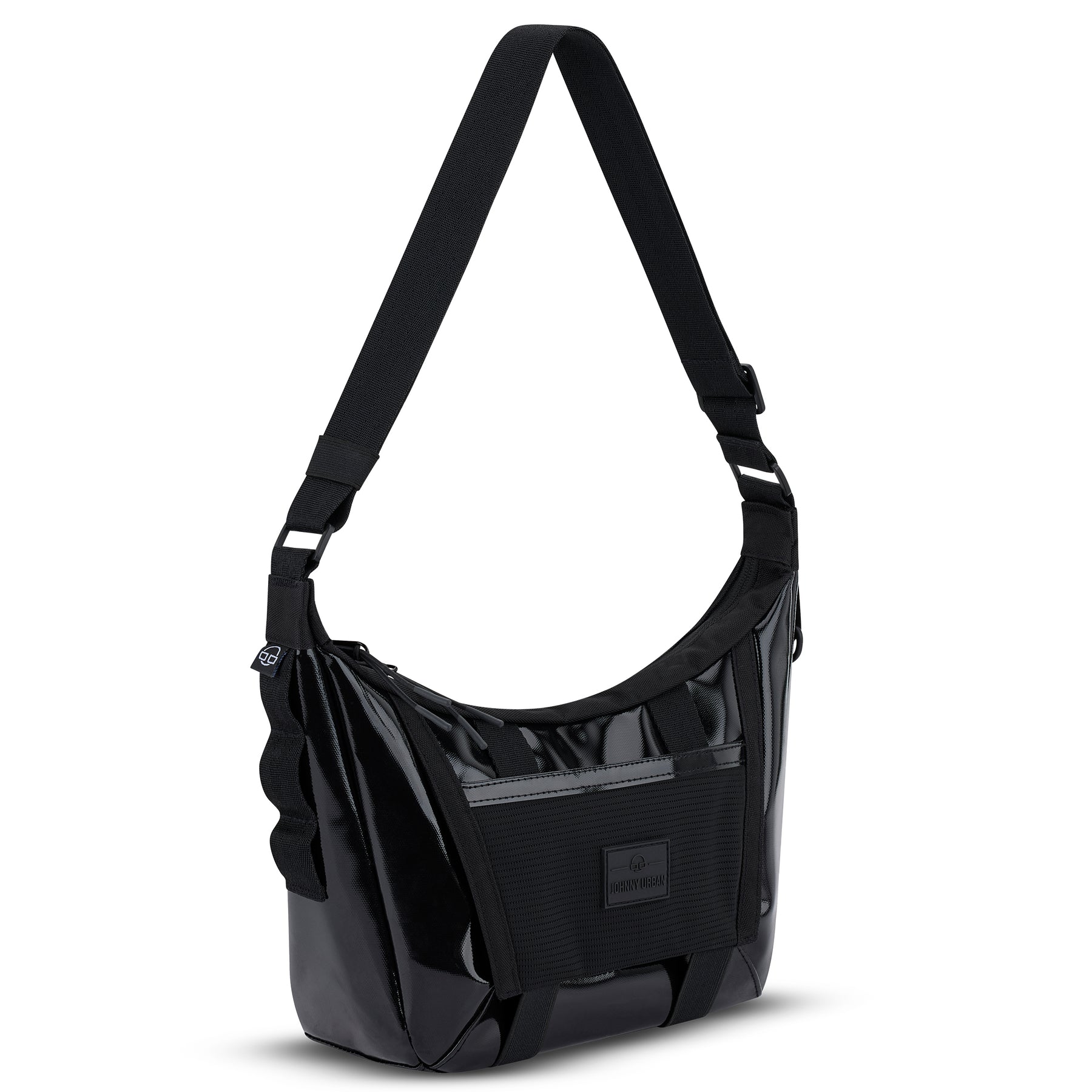 Schwarze Damen-Handtasche 'Liv' von Johnny Urban mit breitem Schultergurt und Fronttasche