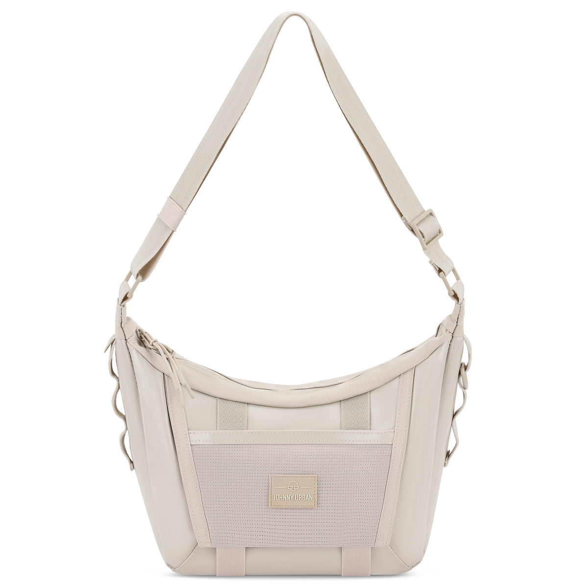 Beige Handtasche 'Liv' von Johnny Urban mit verstellbarem Schultergurt und frontaler Mesh-Tasche