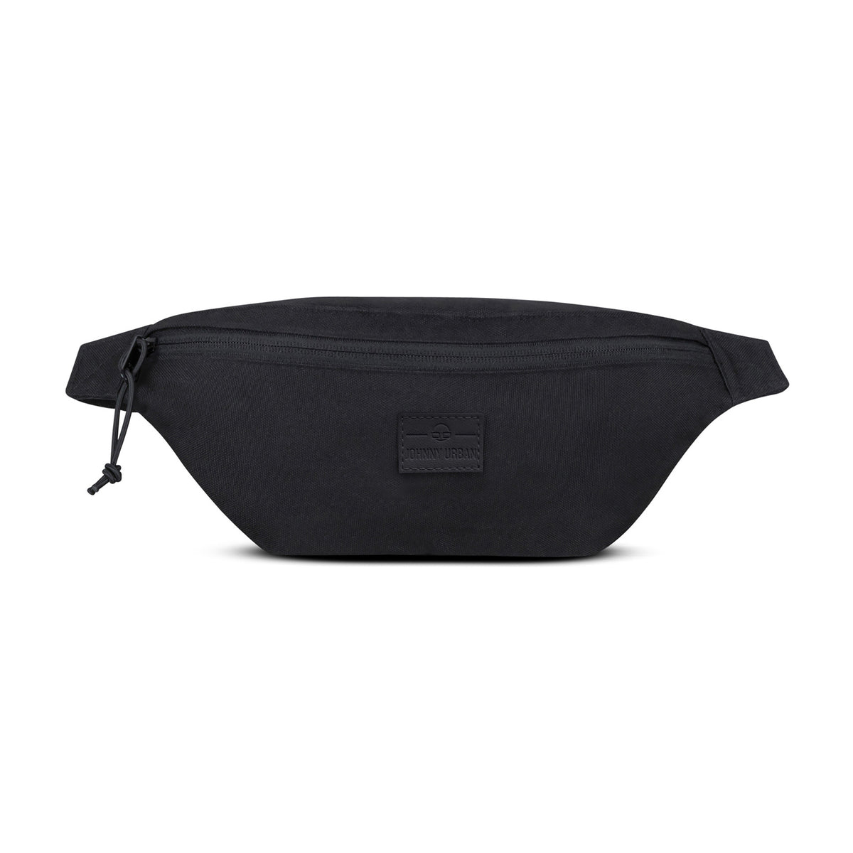 Schwarze Bauchtasche 'Erik Small' von Johnny Urban mit Reißverschluss und Logo auf der Vorderseite