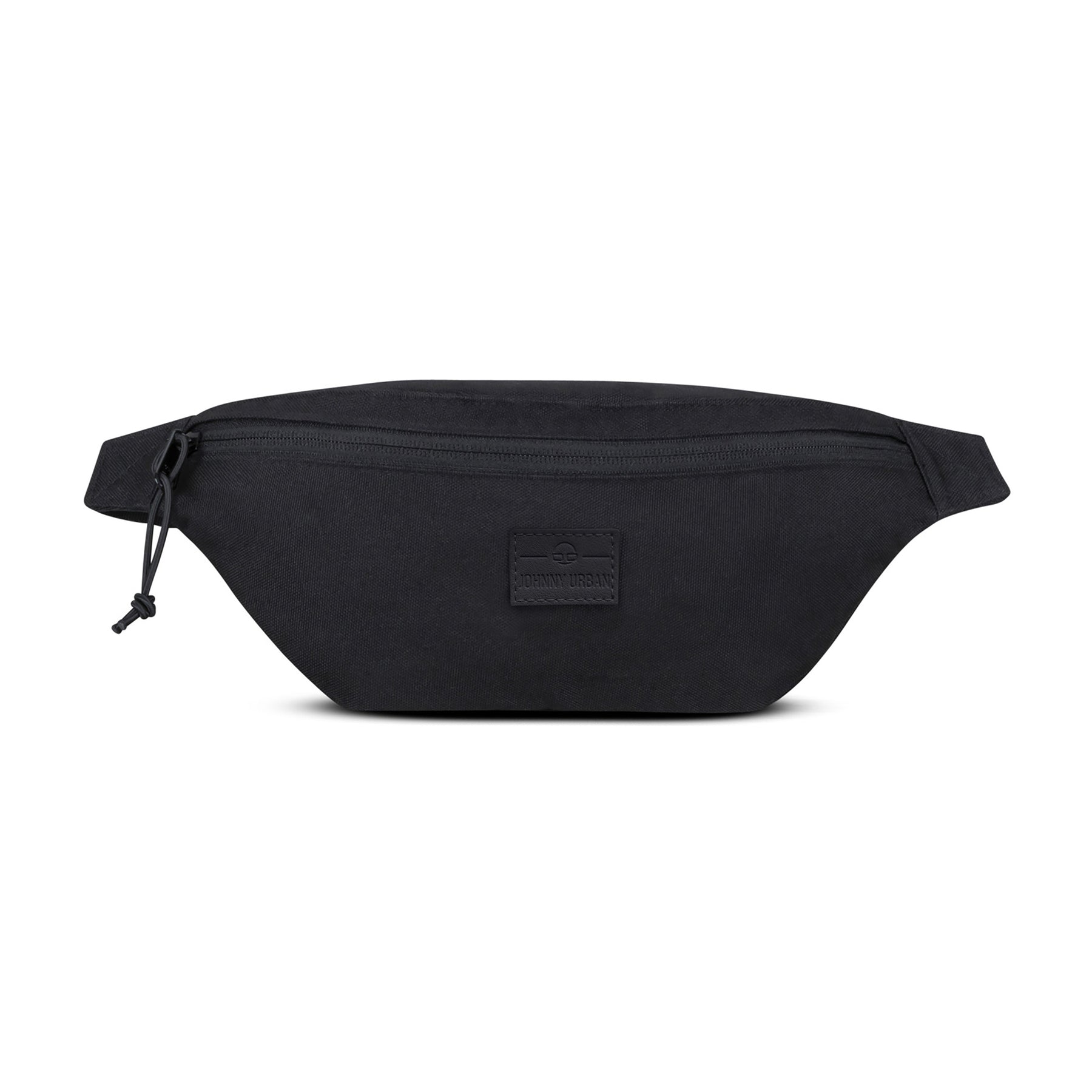 Schwarze Bauchtasche 'Erik Small' von Johnny Urban mit Reißverschluss und Logo auf der Vorderseite