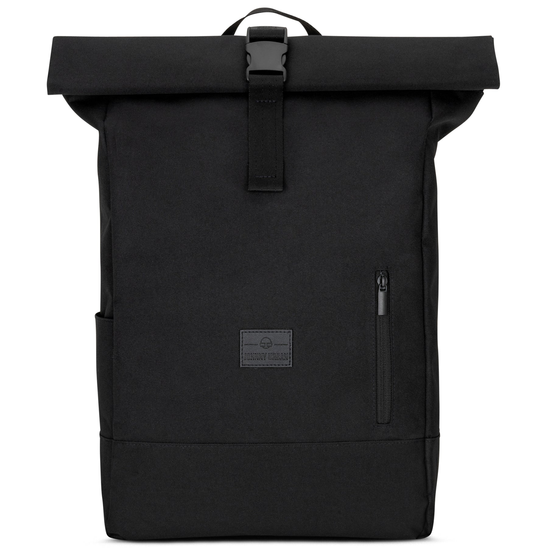 Schwarzer Johnny Urban Rolltop Rucksack 'Robin Large' mit Frontreißverschluss und Markenlabel