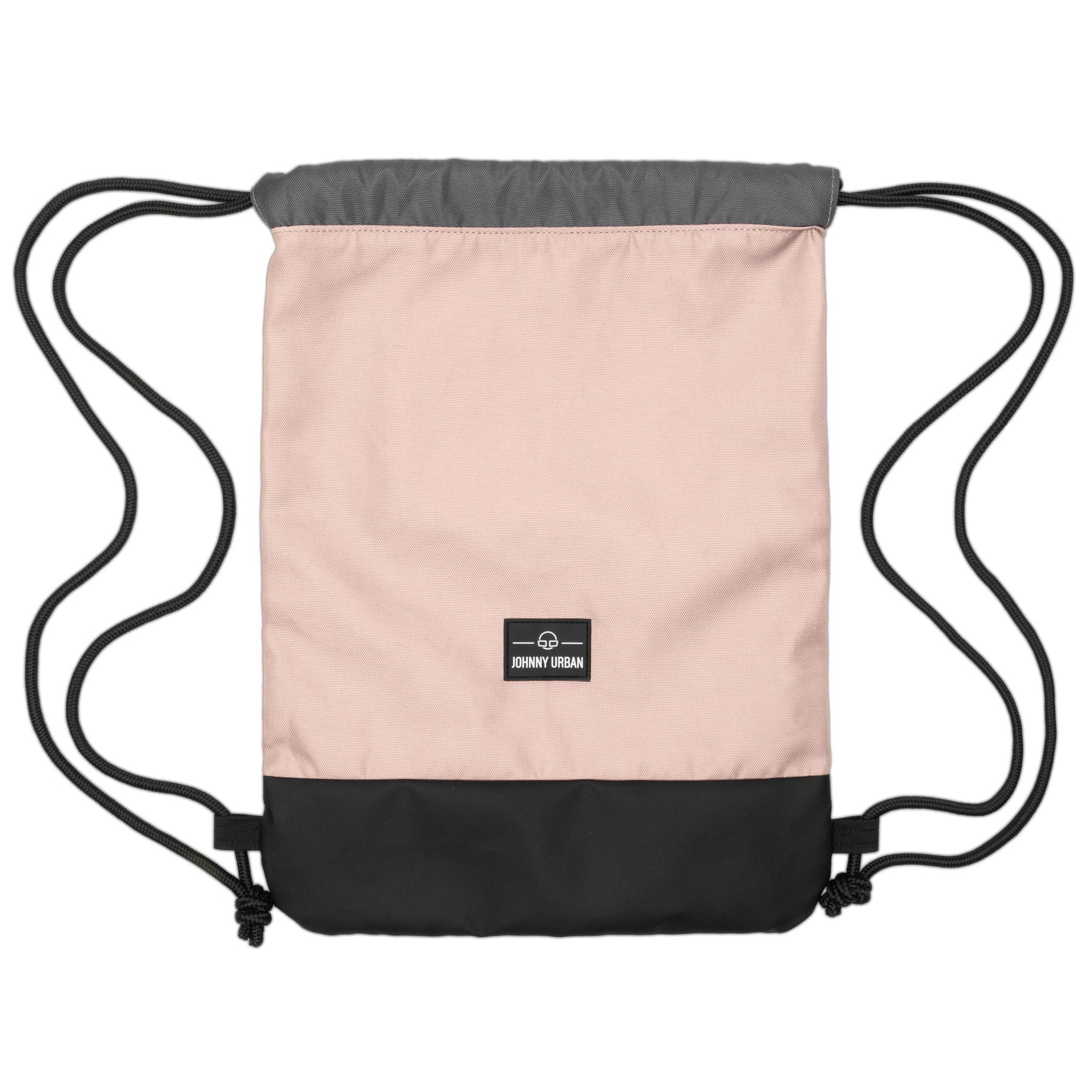 Foldbarer Turnbeutel 'Blake' von Johnny Urban in Rosa, Grau und Schwarz mit Kordelzug und Logo