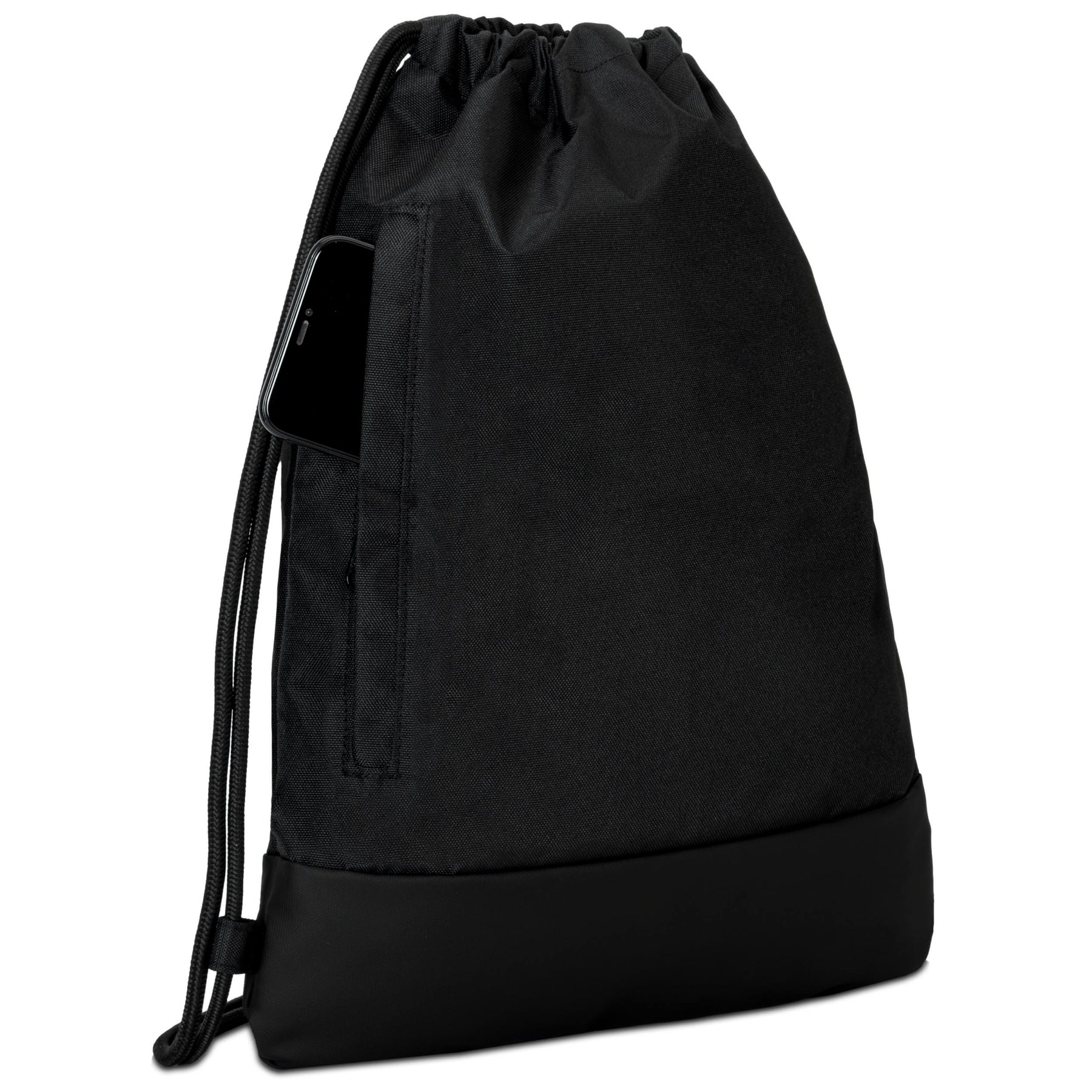 Schwarzer Turnbeutel 'Blake' von Johnny Urban mit seitlicher Tasche, aus robustem Material