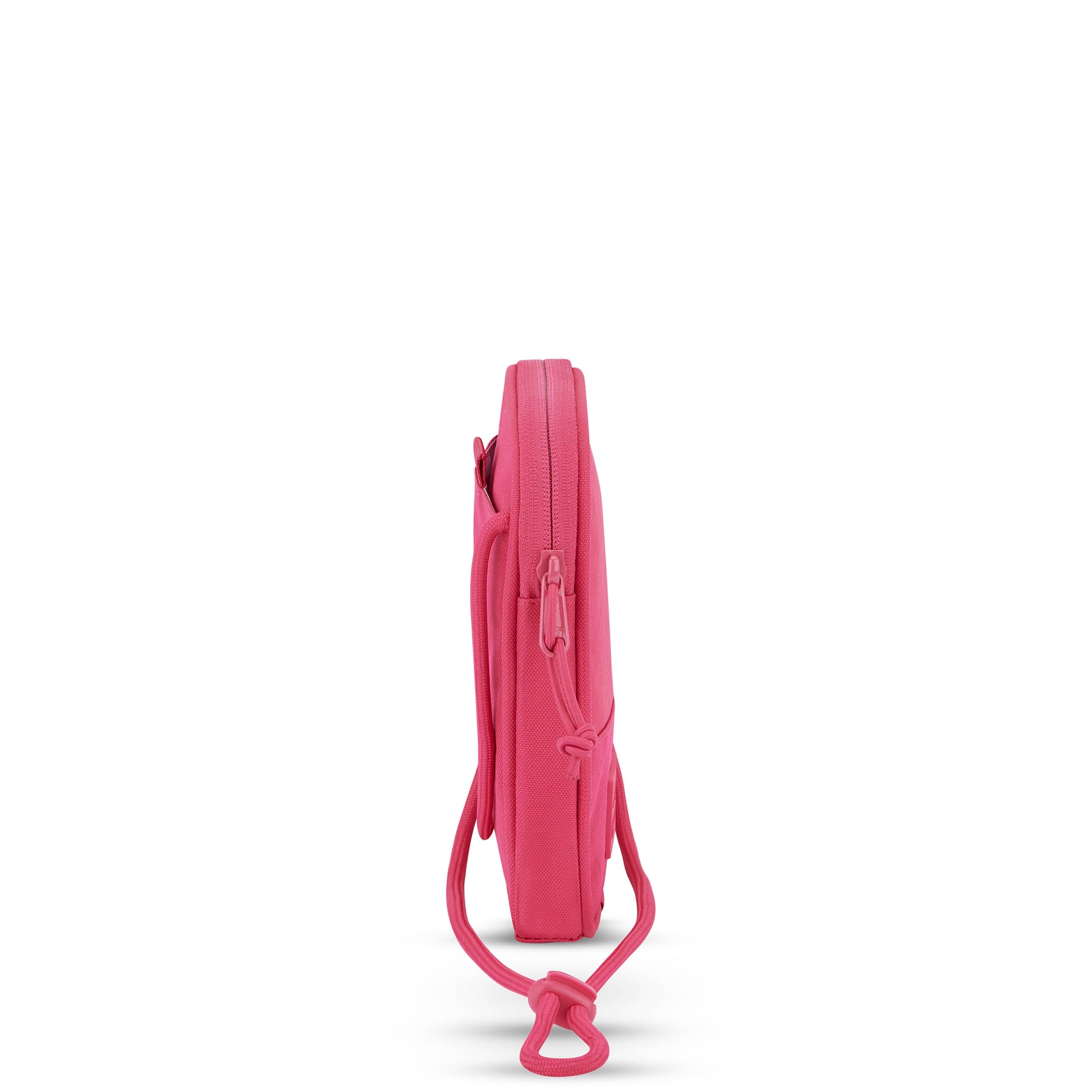 Seitliche Ansicht der pinkfarbenen Umhängetasche 'Josh' von Johnny Urban mit Reißverschluss und schmalem Design