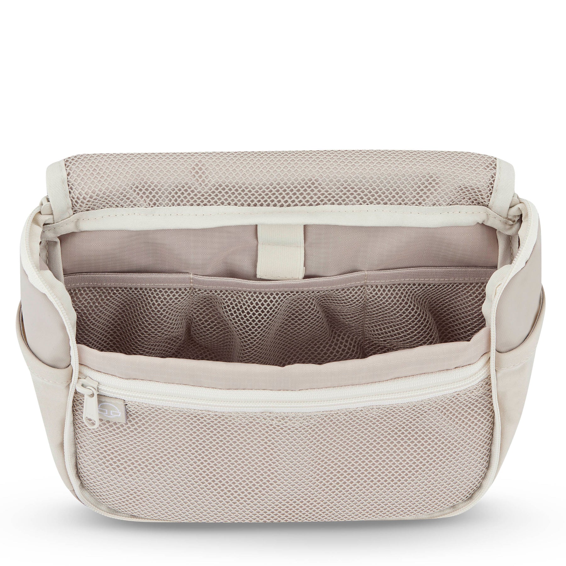 Beige Kulturtasche 'Logan' mit mehreren Fächern und Reißverschlusstasche aus Netzmaterial