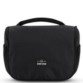 Schwarze Kulturtasche 'Logan' von Johnny Urban mit Griff oben und Markenlogo vorne