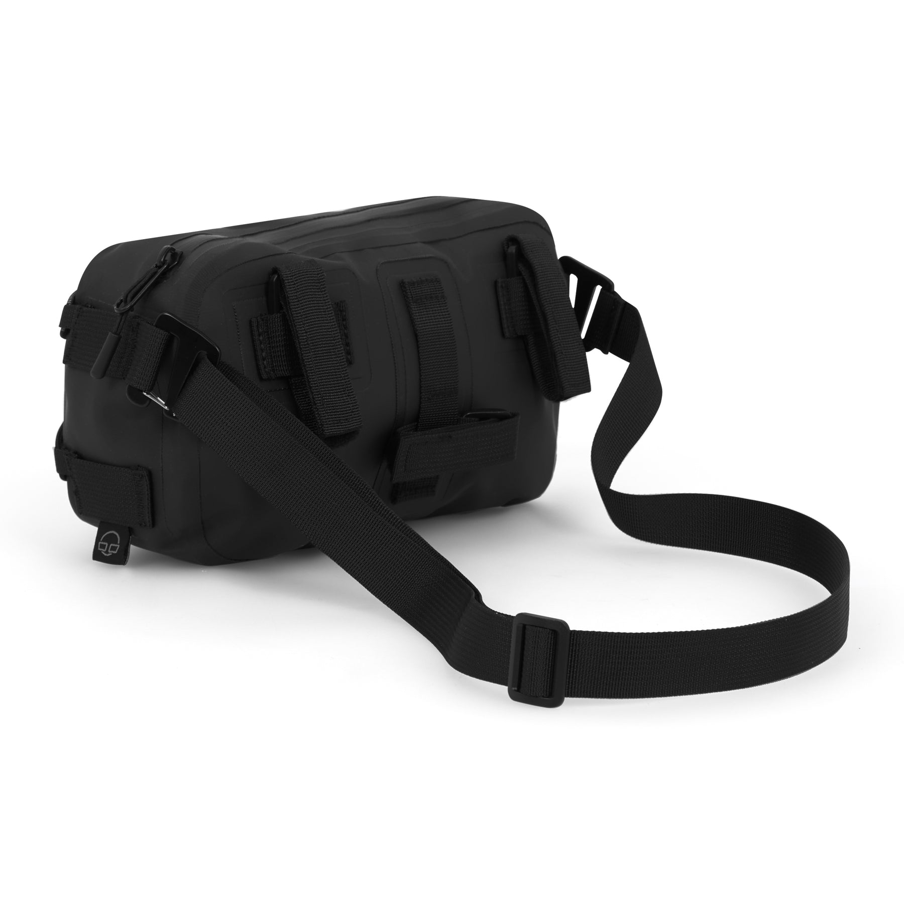 Schwarze Johnny Urban Fahrrad-Lenkertasche 'Arlo' mit verstellbarem Schultergurt und Befestigungsschlaufen