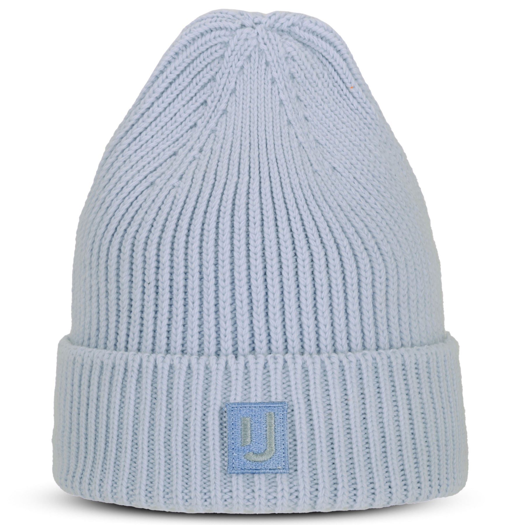 Hellblaue gestrickte Mütze 'Billie' von Johnny Urban mit Logo-Patch