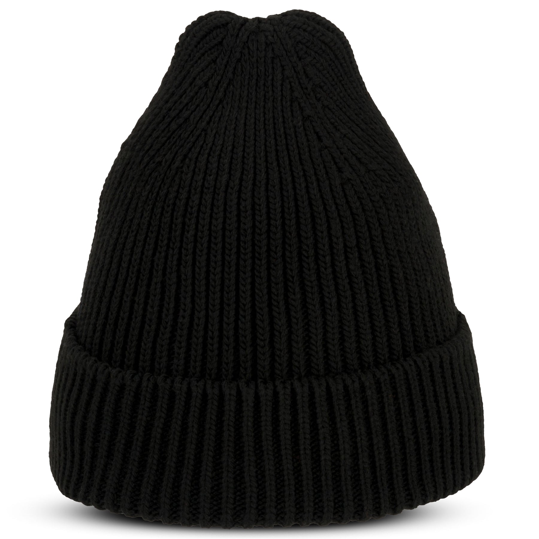 Schwarze, gerippte Strickmütze mit Umschlag namens 'Billie' von Johnny Urban