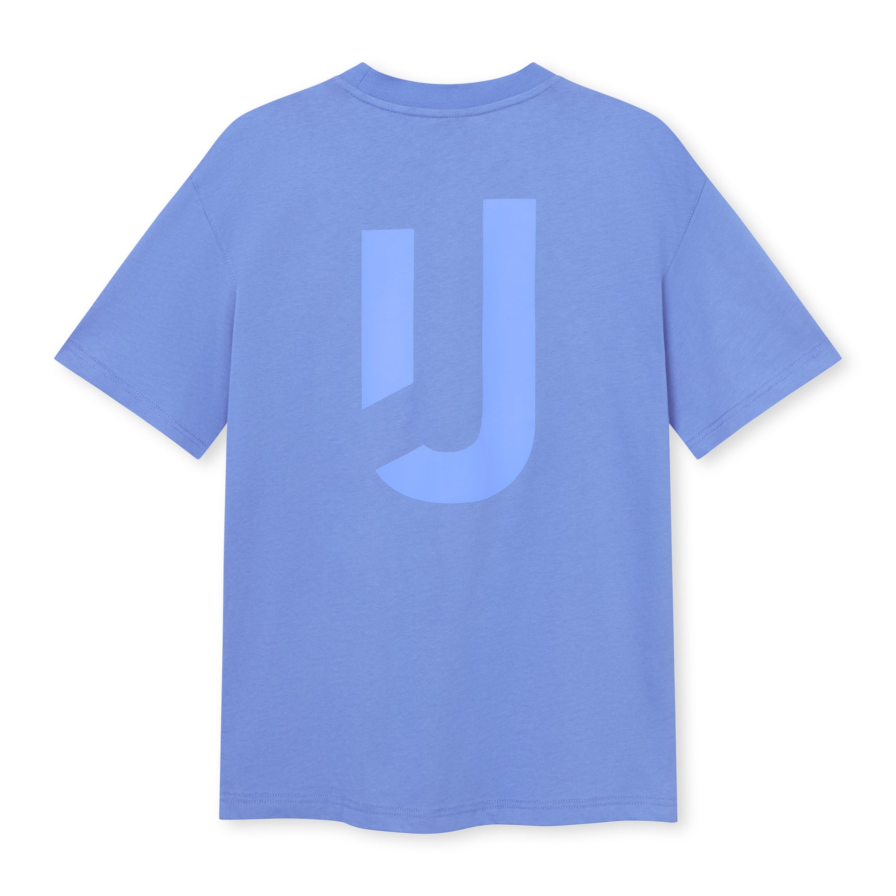 Oversize-T-Shirt 'Sammy JU' in Blau mit großem 'JU'-Print auf dem Rücken