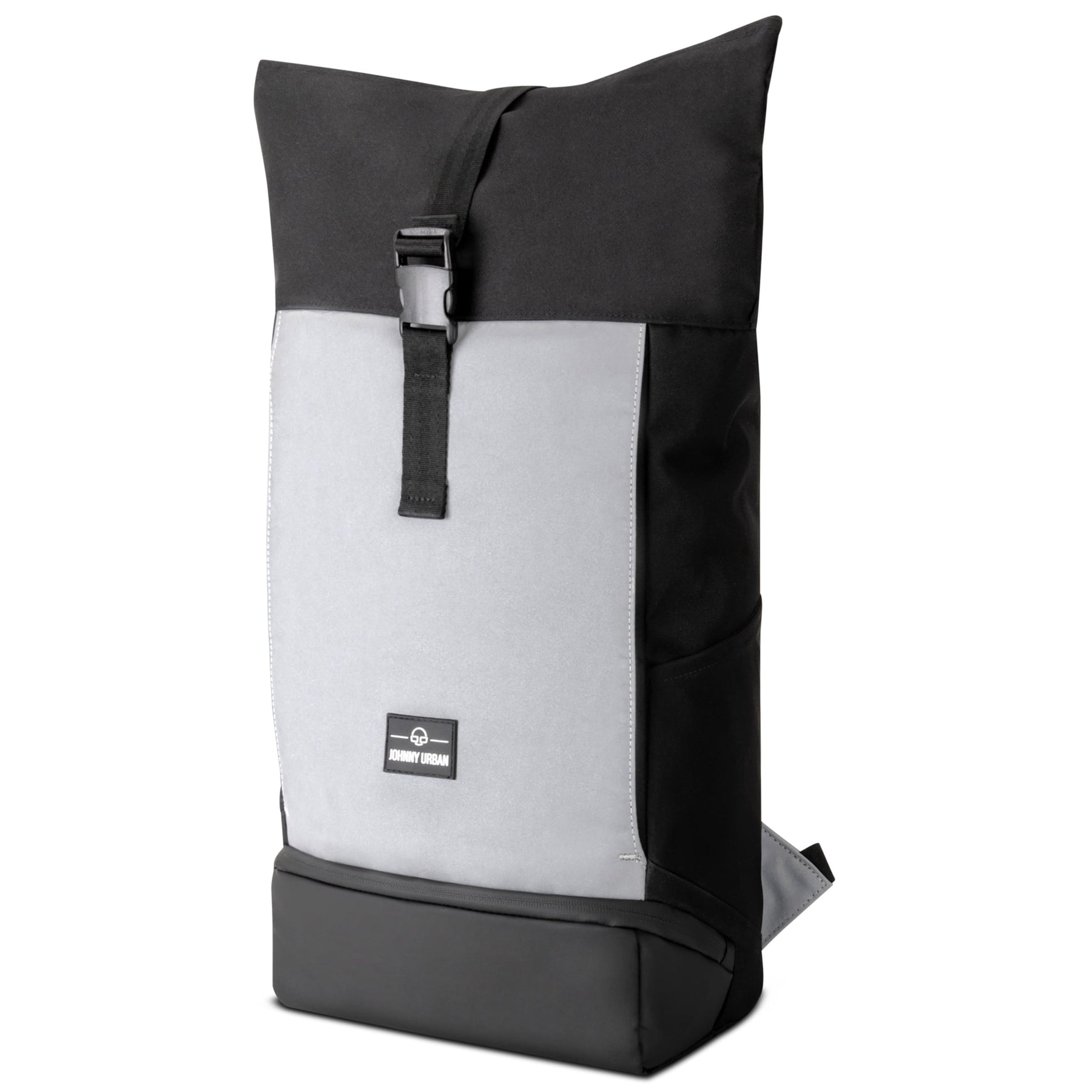 Reflektierender Rolltop Rucksack 'Allen Medium' von Johnny Urban in Schwarz und Grau