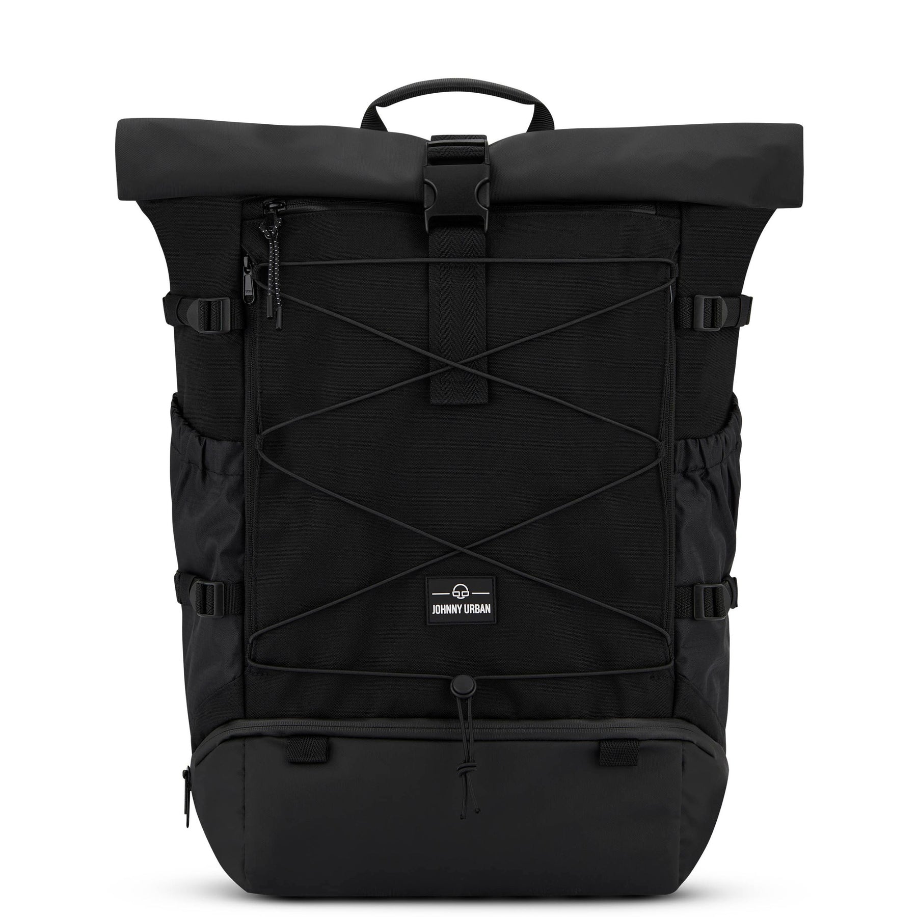 Schwarzer Reiserucksack 'Allen Large Travel' von Johnny Urban mit Rollverschluss und Frontnetz