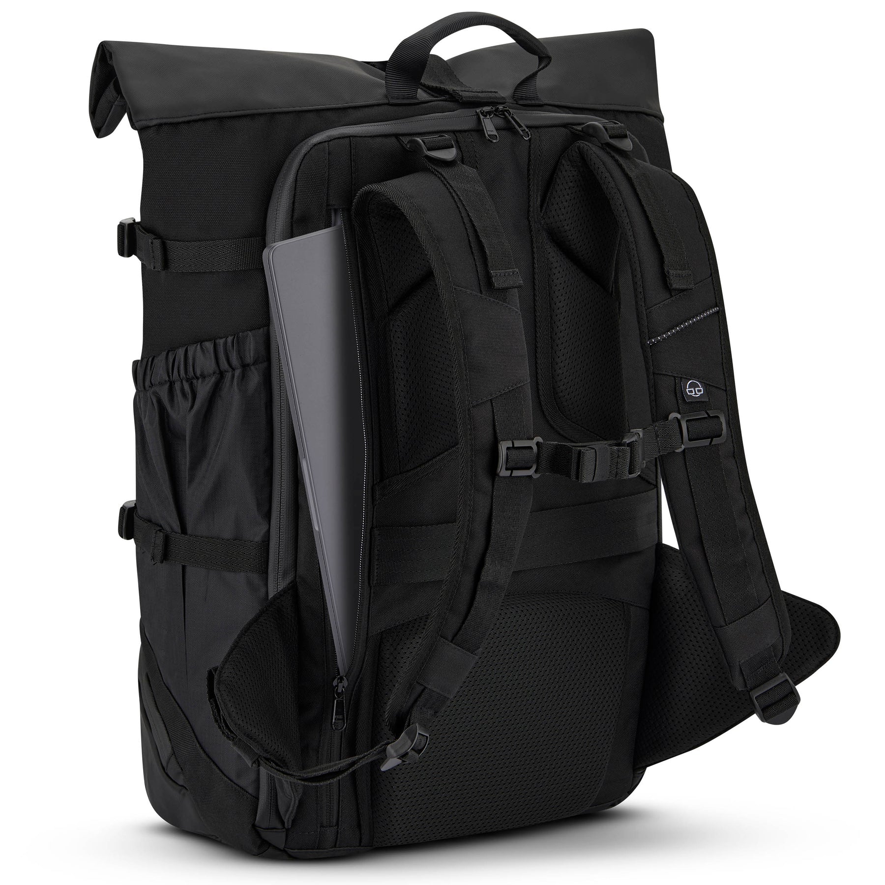 Schwarzer Reiserucksack Allen Large Travel mit gepolsterten Rücken- und Schultergurten und seitlicher Laptop-Tasche