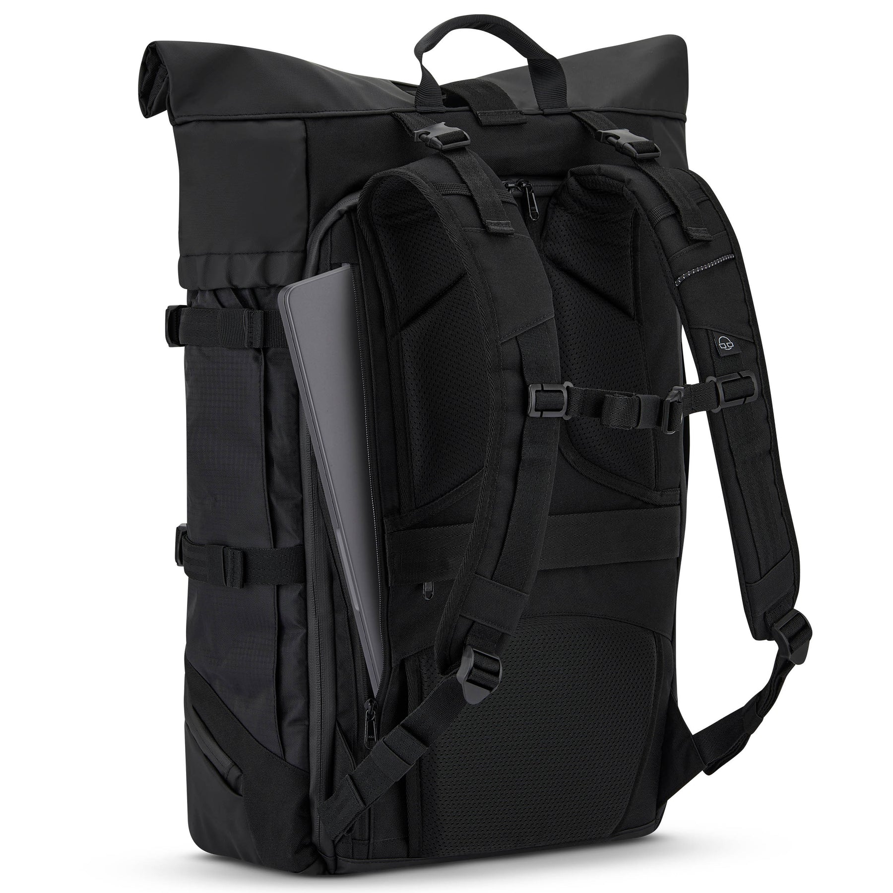Schwarzer Reiserucksack Allen XL Travel mit Laptopfach, gepolsterten Schultergurten und Brustgurt