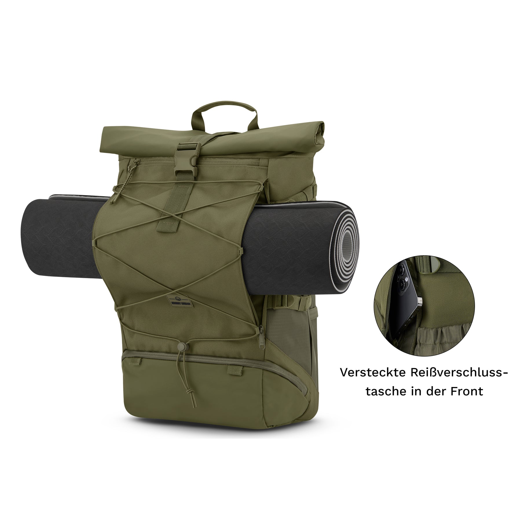 Johnny Urban Reiserucksack Allen Large Travel in Olivgrün mit verstaubarem Fitnessmattenhalter