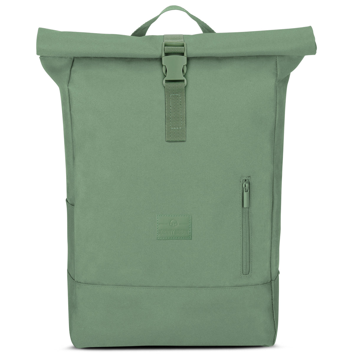 Grüner Rolltop-Rucksack 'Robin Large' von Johnny Urban mit Frontreißverschluss und Tragegriff
