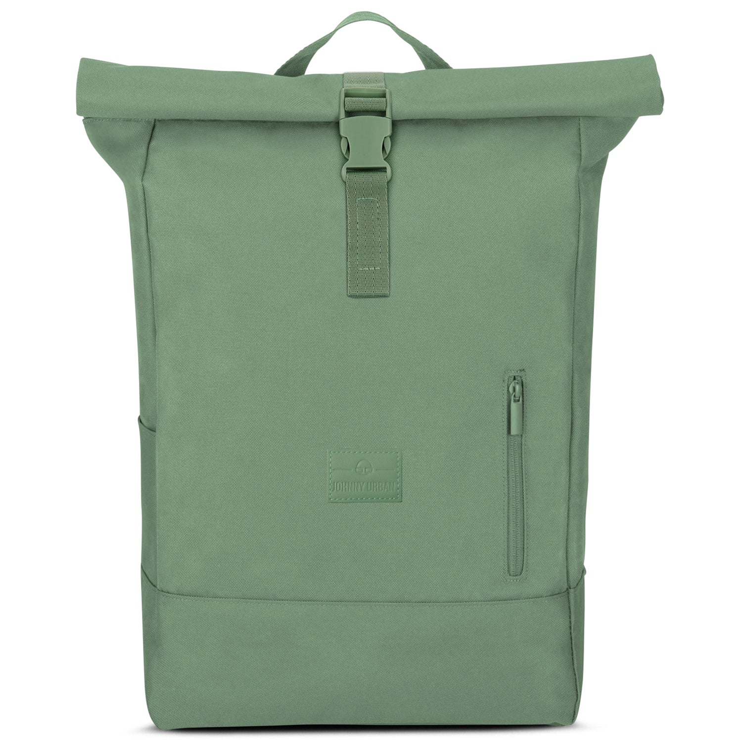 Grüner Rolltop-Rucksack 'Robin Large' von Johnny Urban mit Frontreißverschluss und Tragegriff