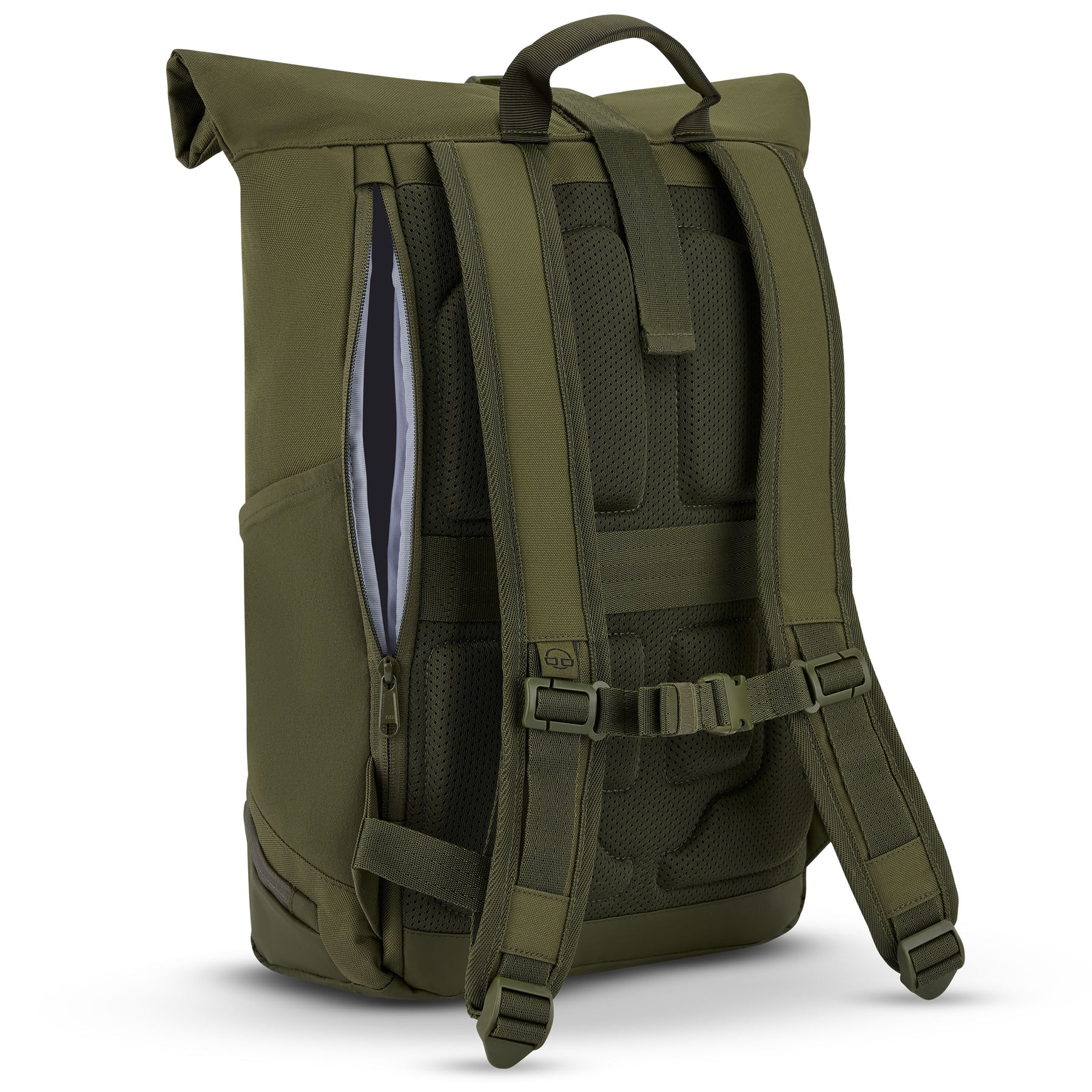 Grüner Rolltop-Rucksack 'Allen Medium' mit gepolstertem Rücken und verstellbaren Schulterriemen