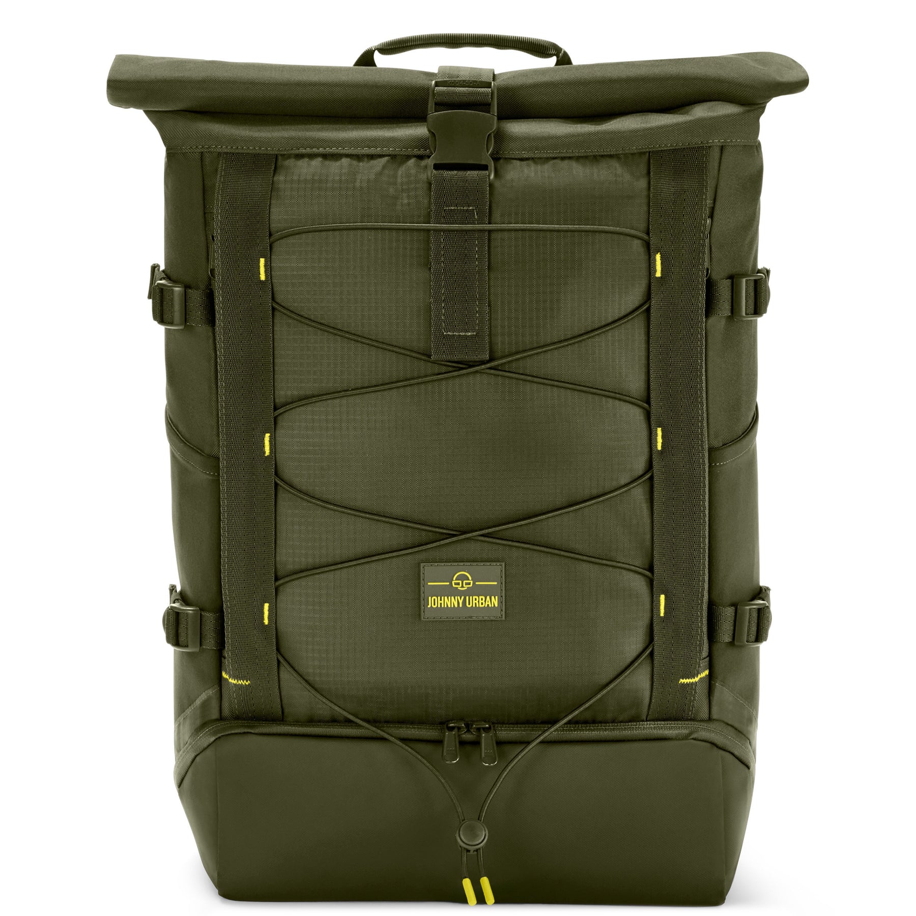 Olivefarbener Rolltop Rucksack 'Allen Large Move' von Johnny Urban mit Kordelzug und Schnalle vorne