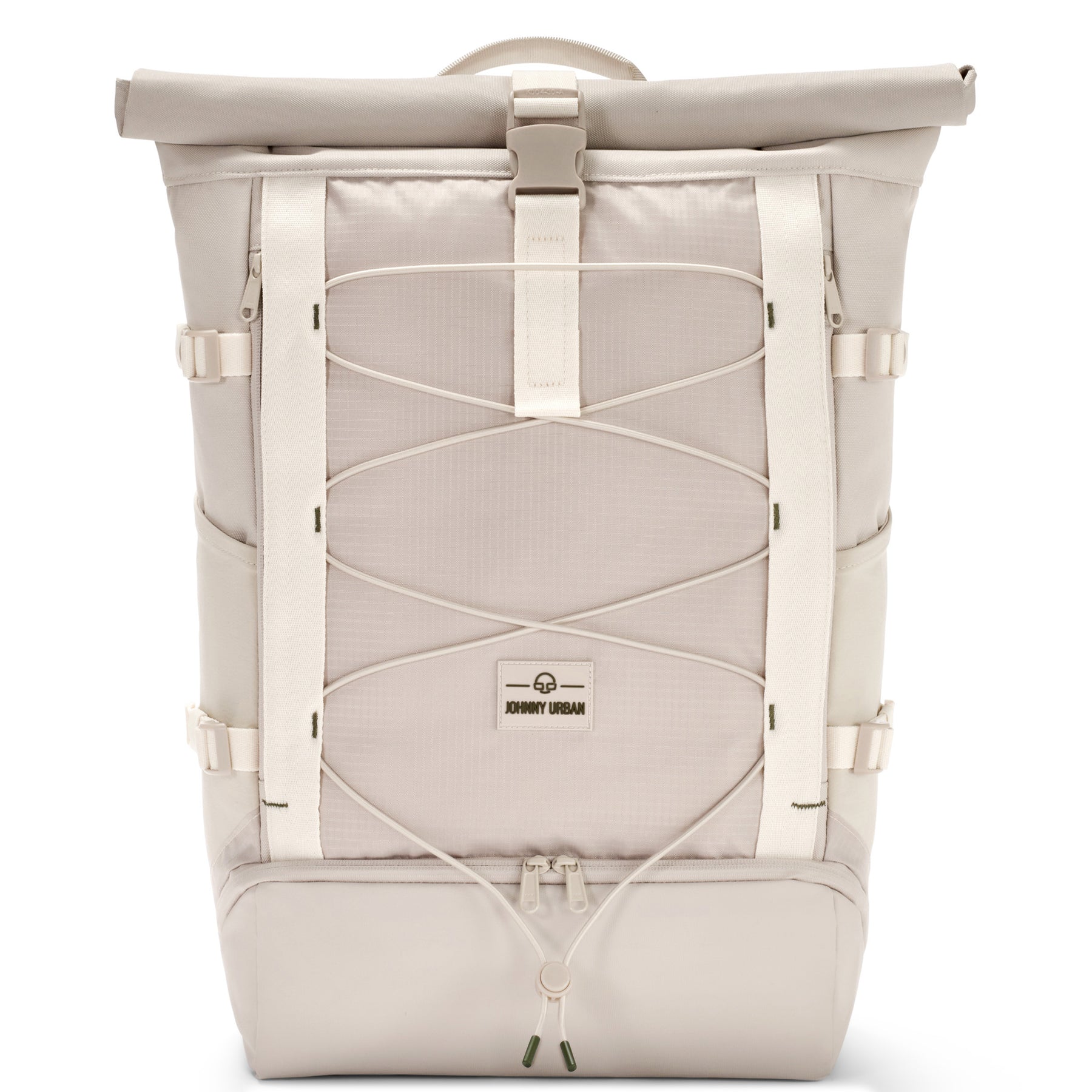 Sandfarbener Rolltop Rucksack 'Allen Large Move' von Johnny Urban mit elastischem Frontband und Tragegriff