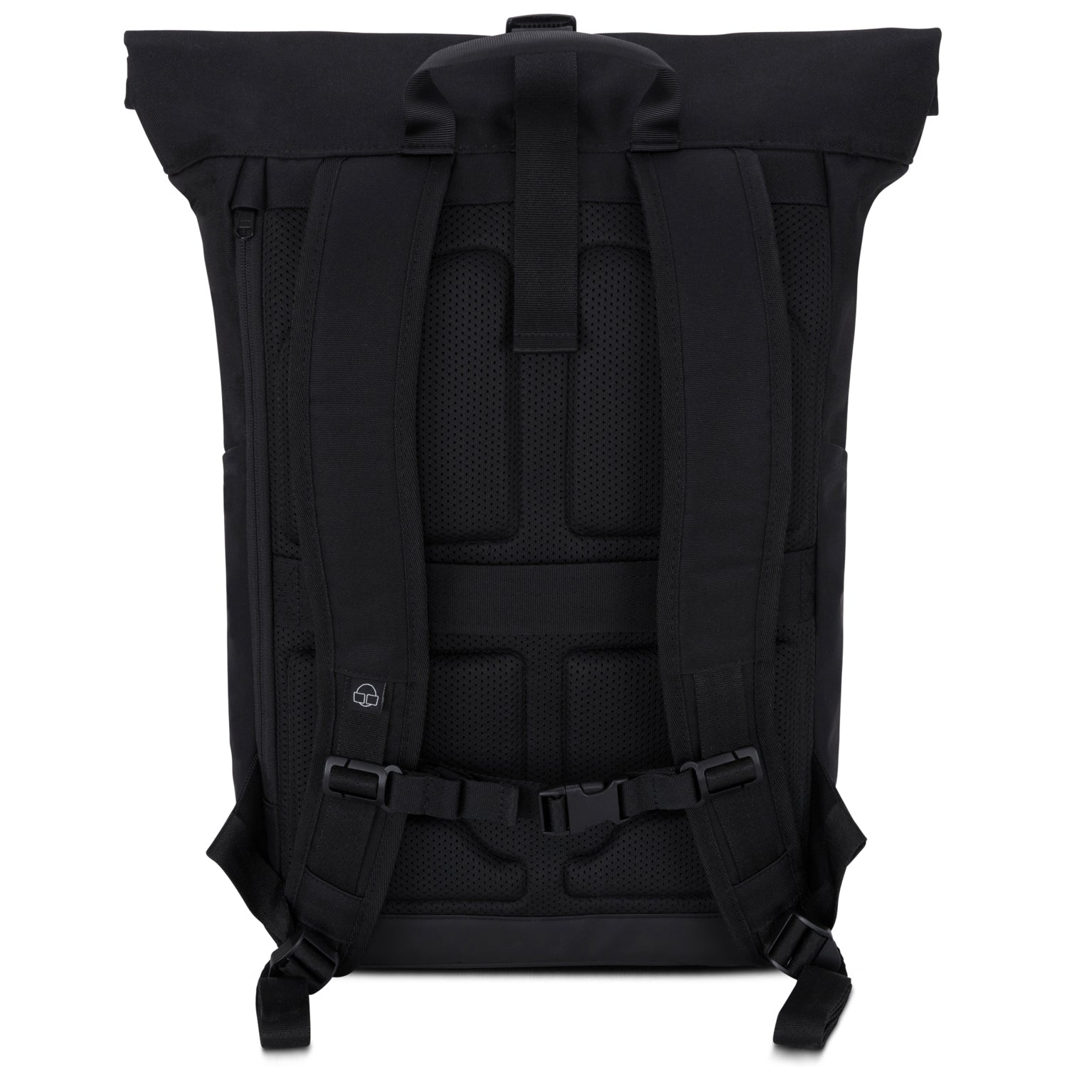 Schwarzer Rolltop Rucksack 'Allen Large' von Johnny Urban mit gepolsterten Schultergurten und Rückenpolster