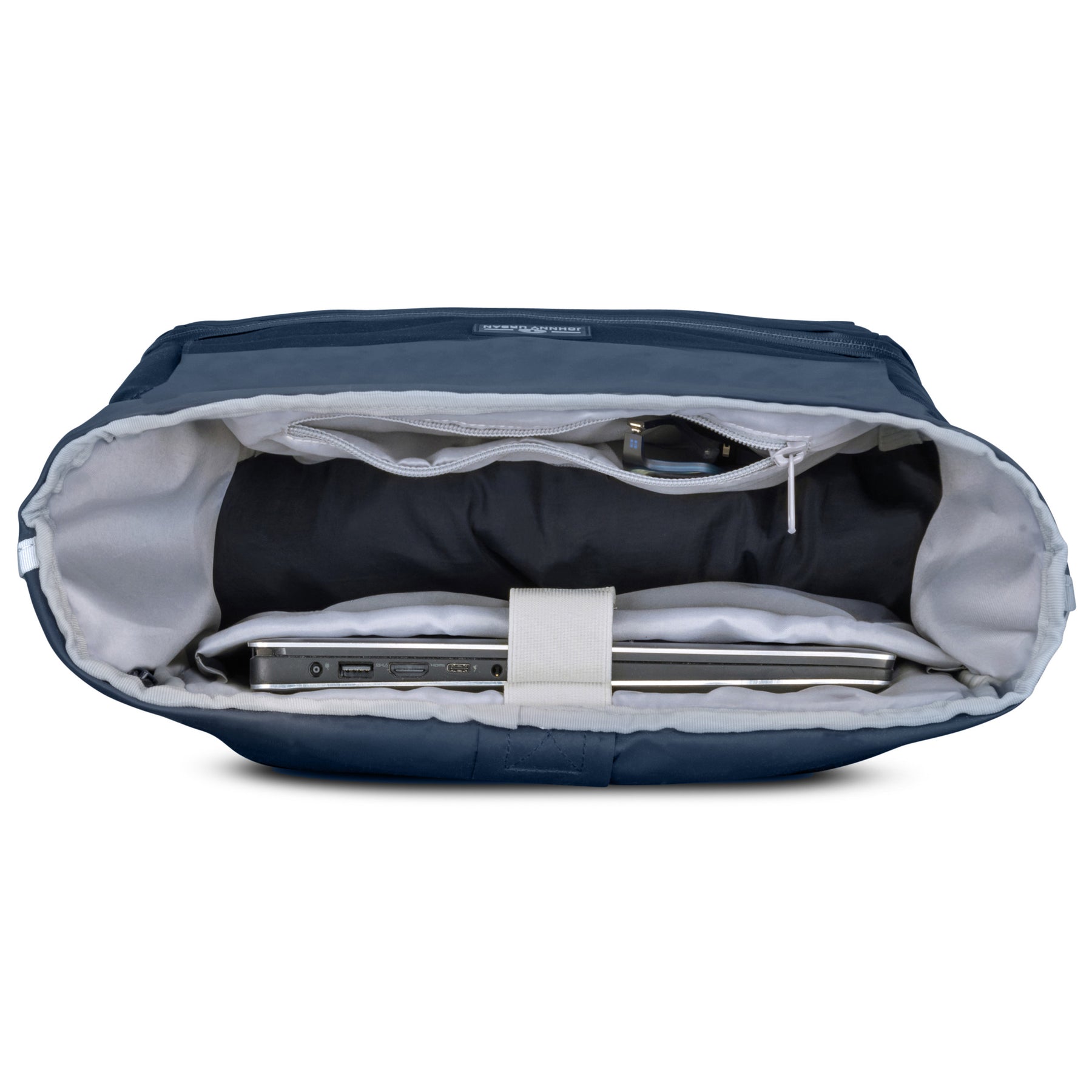Blauer Johnny Urban Rolltop Rucksack Allen Medium mit gepolstertem Laptopfach und Organizer-Innenraum