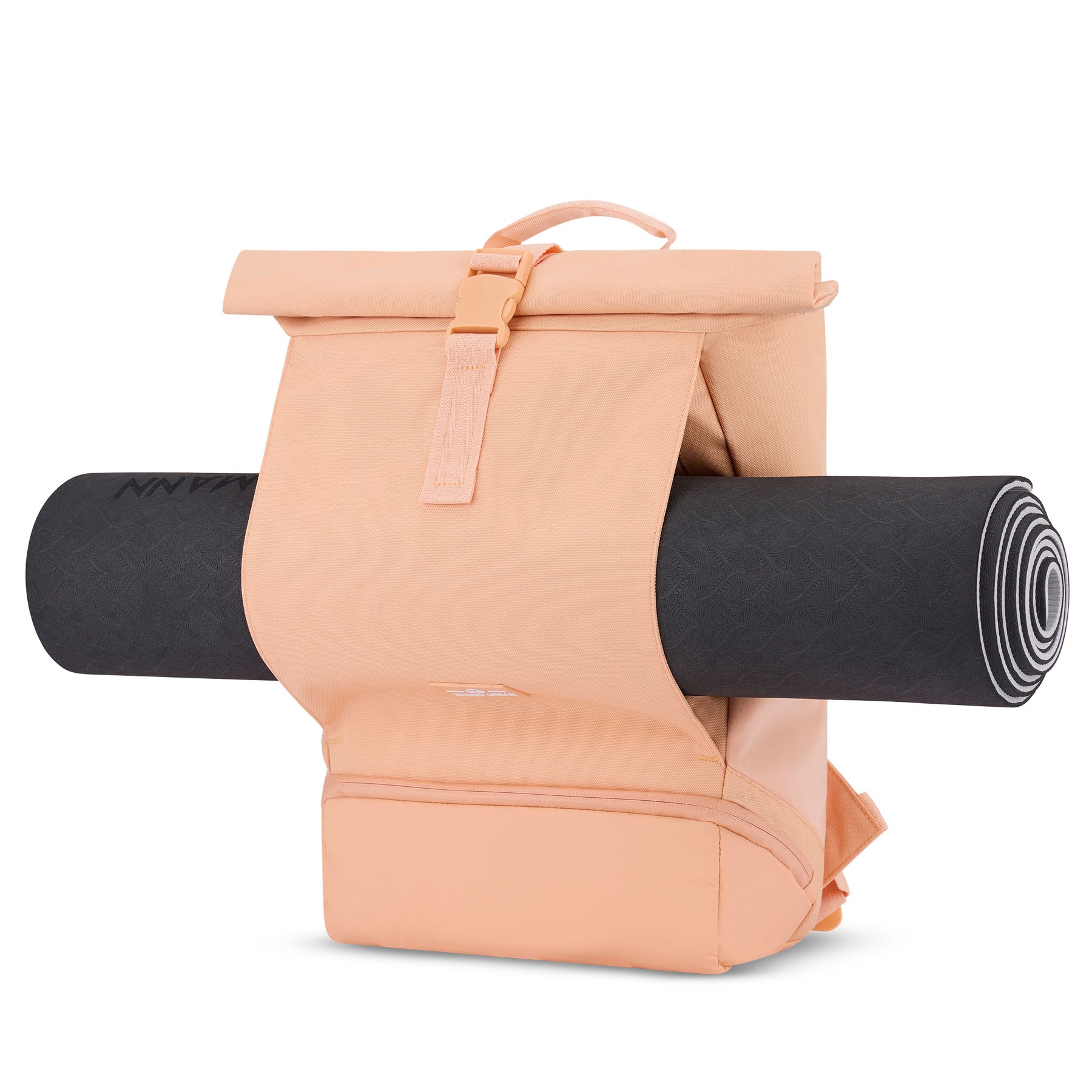 Peachfarbener Rolltop Rucksack 'Allen Medium' mit Halterung für Yogamatte und Tragegriff