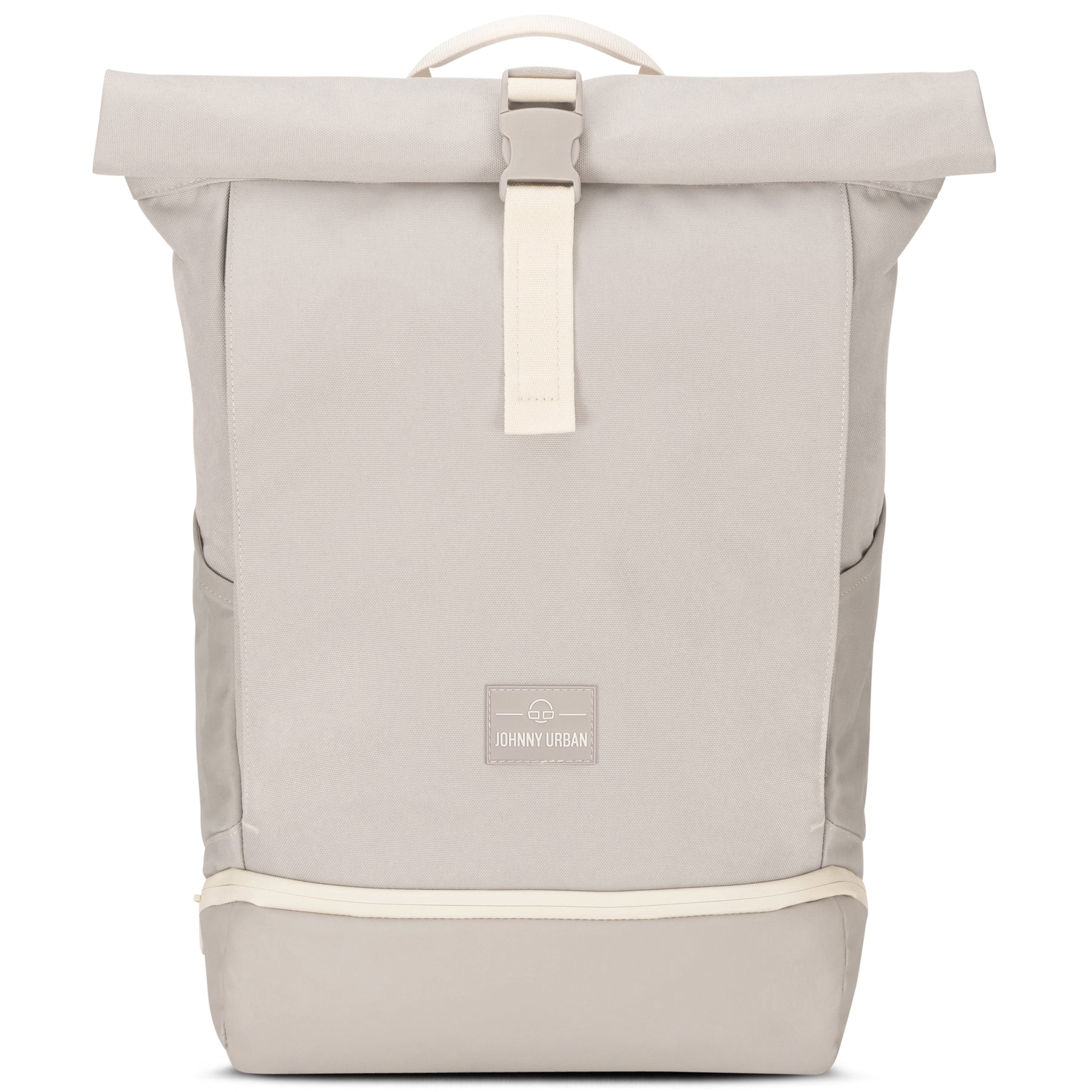 Beiger Rolltop Rucksack Johnny Urban Allen Large mit Schnalle und Logo vorne