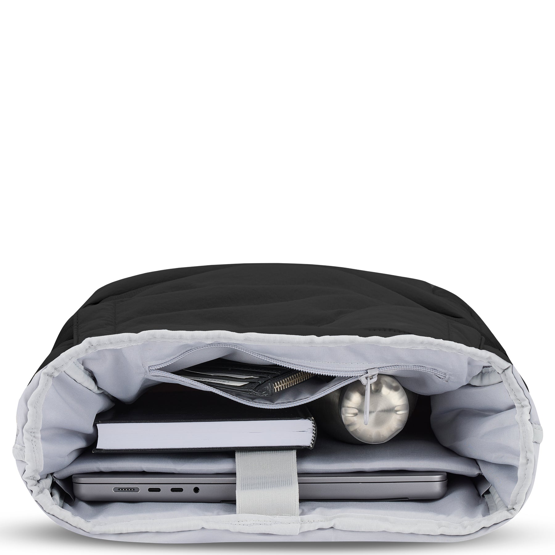 Rolltop Rucksack 'Kyle' mit gepolstertem Laptopfach, Notizbuch, Wasserflasche und kleinen Gegenständen in Innenfächern