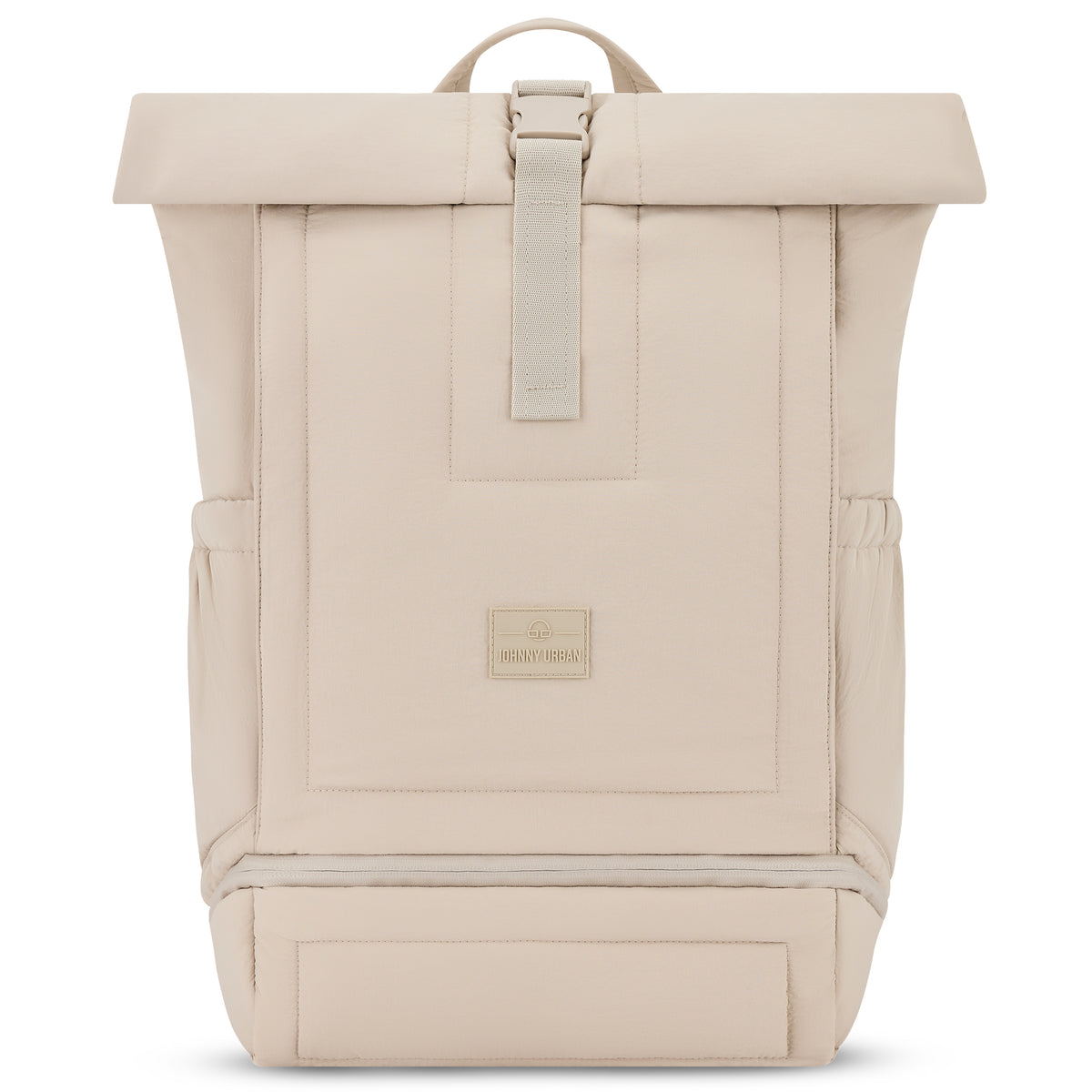 Rolltop Rucksack 'Kyle' von Johnny Urban in beige, gepolstert mit einfachem Verschluss und seitlichen Taschen