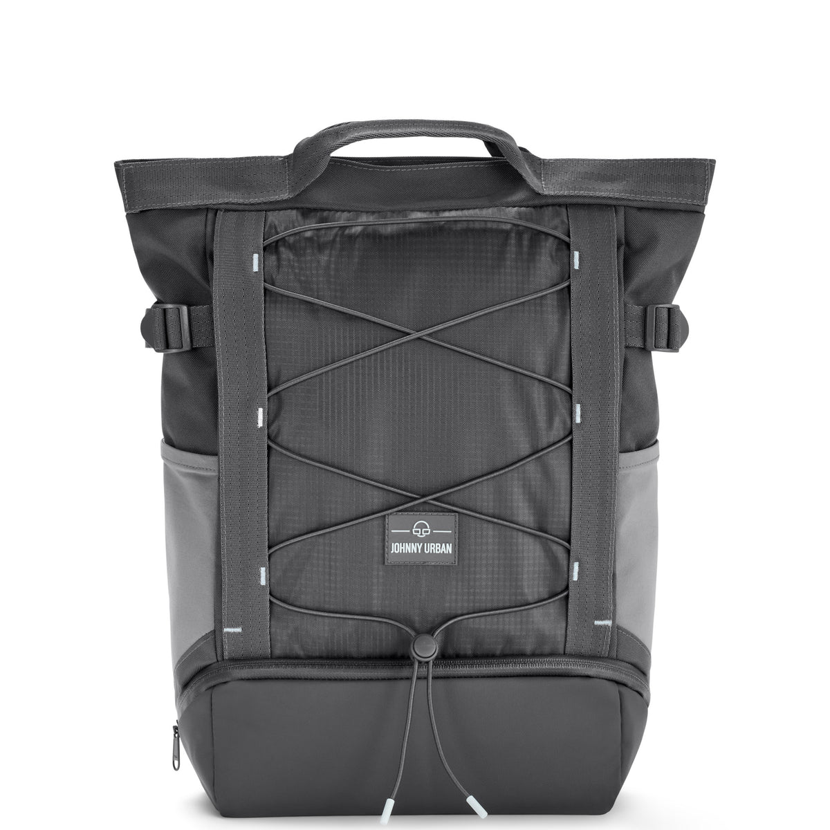 Grauer Rucksack 'Harper' von Johnny Urban mit Kordelzug vorne und seitlichen Taschen