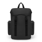 Schwarzer Johnny Urban Rucksack 'Finley' mit zwei seitlichen Reißverschlusstaschen und klappbarem Deckel