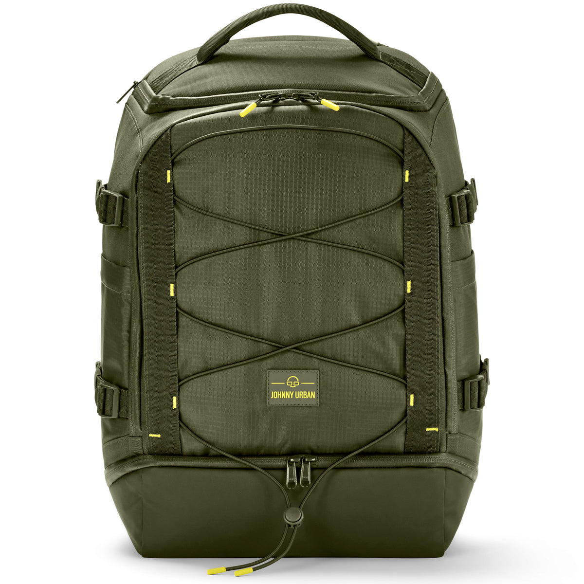 Olivefarbener Rucksack 'Jack' von Johnny Urban mit Frontkordelzug und Reißverschlussfächern