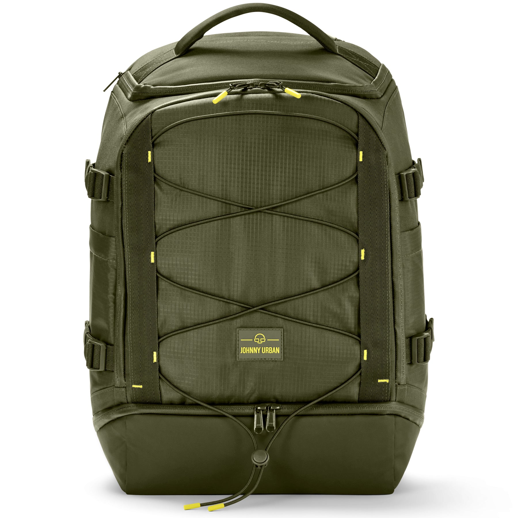Olivefarbener Rucksack 'Jack' von Johnny Urban mit Frontkordelzug und Reißverschlussfächern
